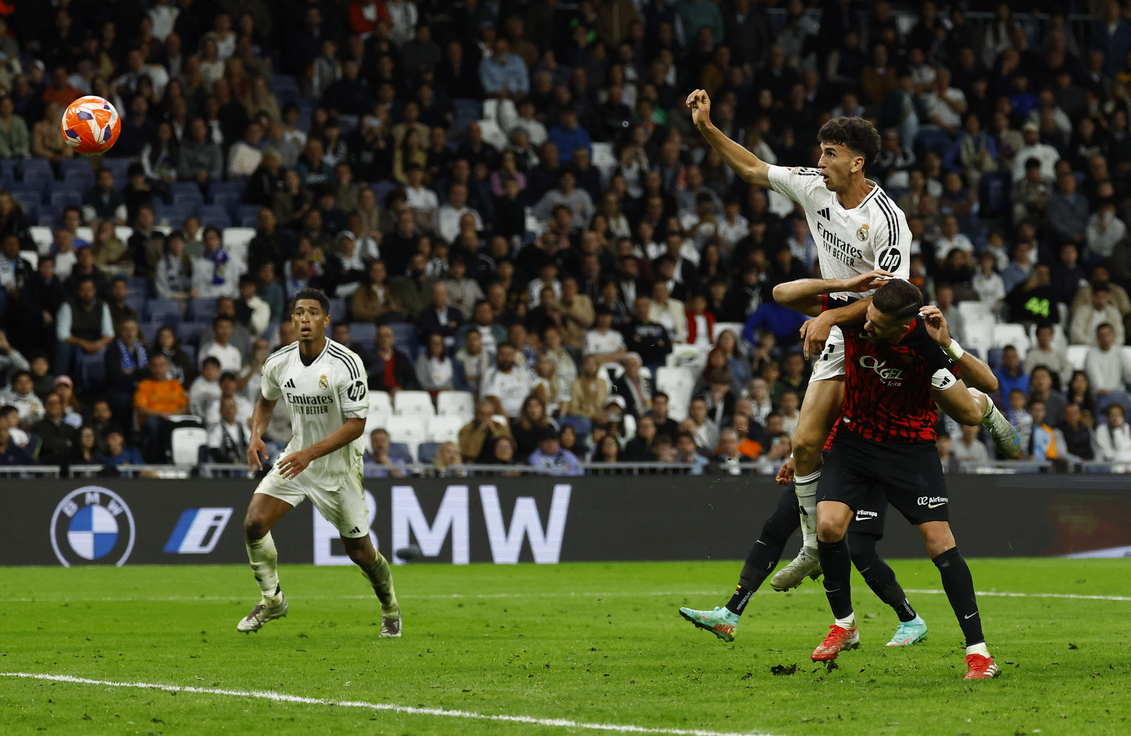 Soccer Football - LaLiga - Real Madrid v RCD Mallorca - Santiago Bernabeu, Madrid, Spain - May 14, 2025 Real Madrid's Jacobo Ramon scores their second goal REUTERS/Susana Vera