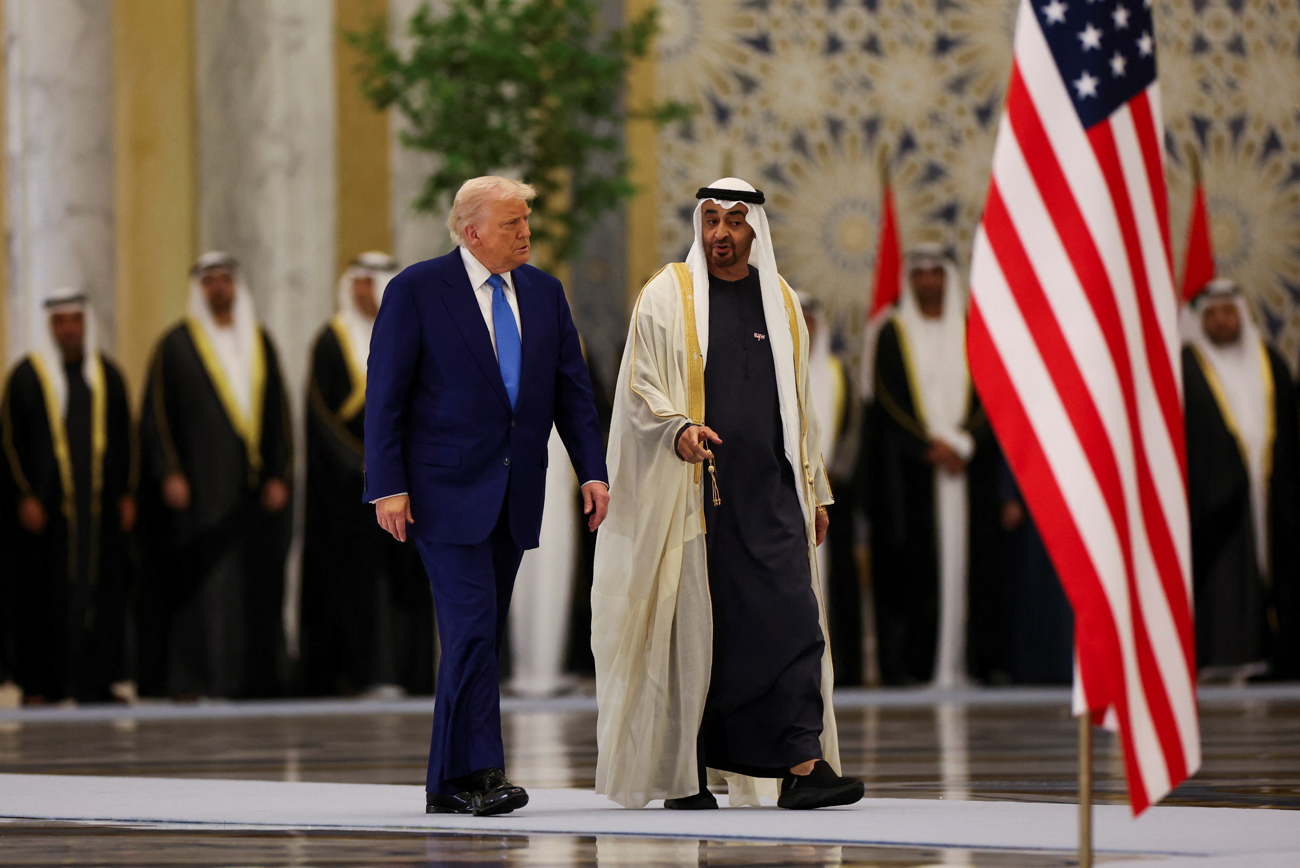 Trump and UAE president at palace in Abu Dhabi