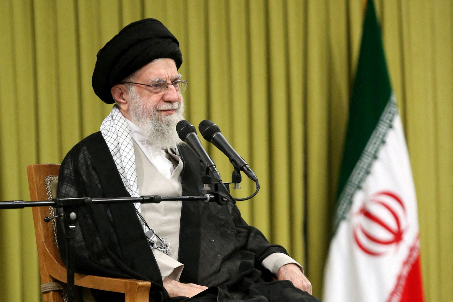 Iran's Supreme Leader Ayatollah Ali Khamenei speaks.