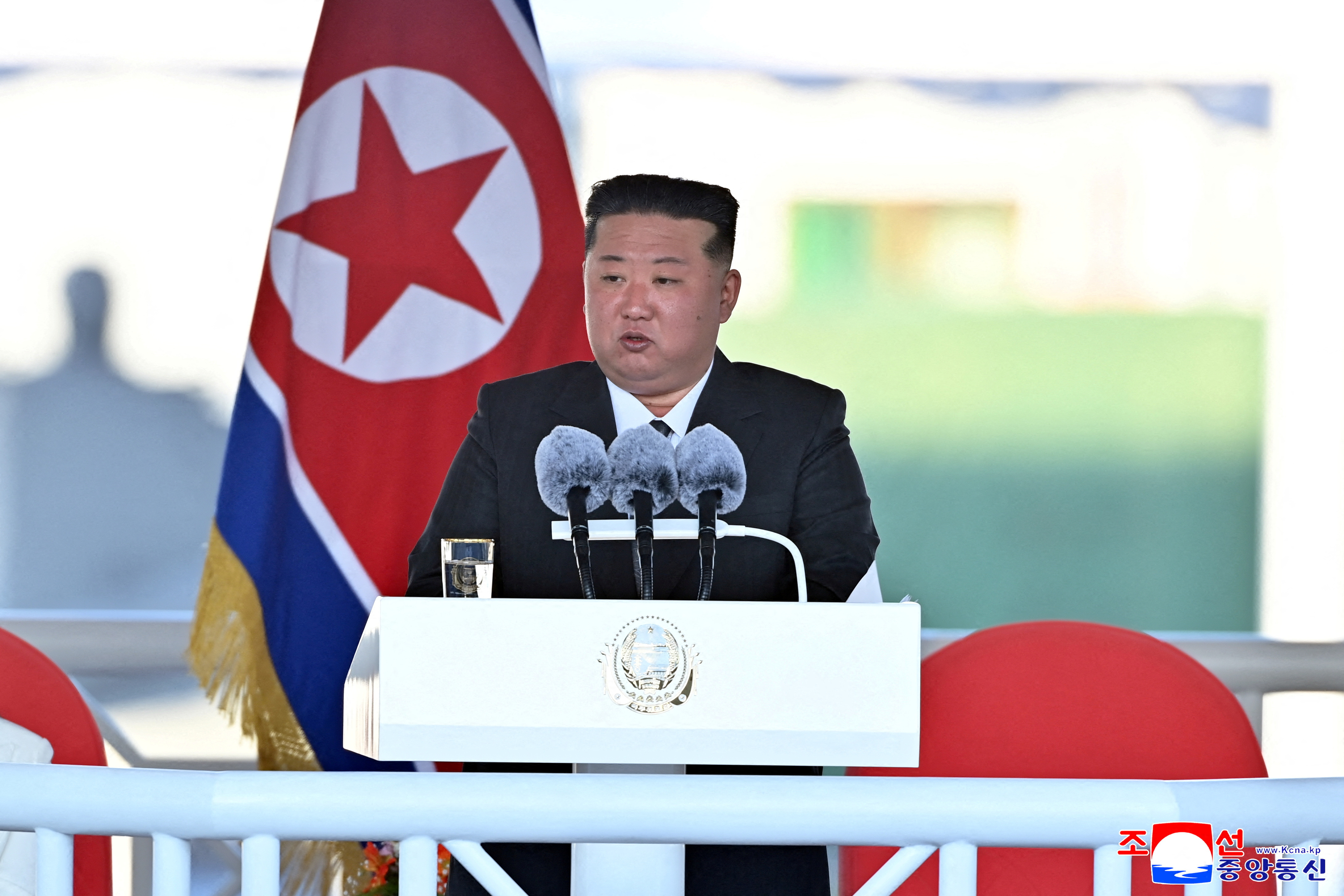 North Korean leader Kim Jong Un attends a ceremony.