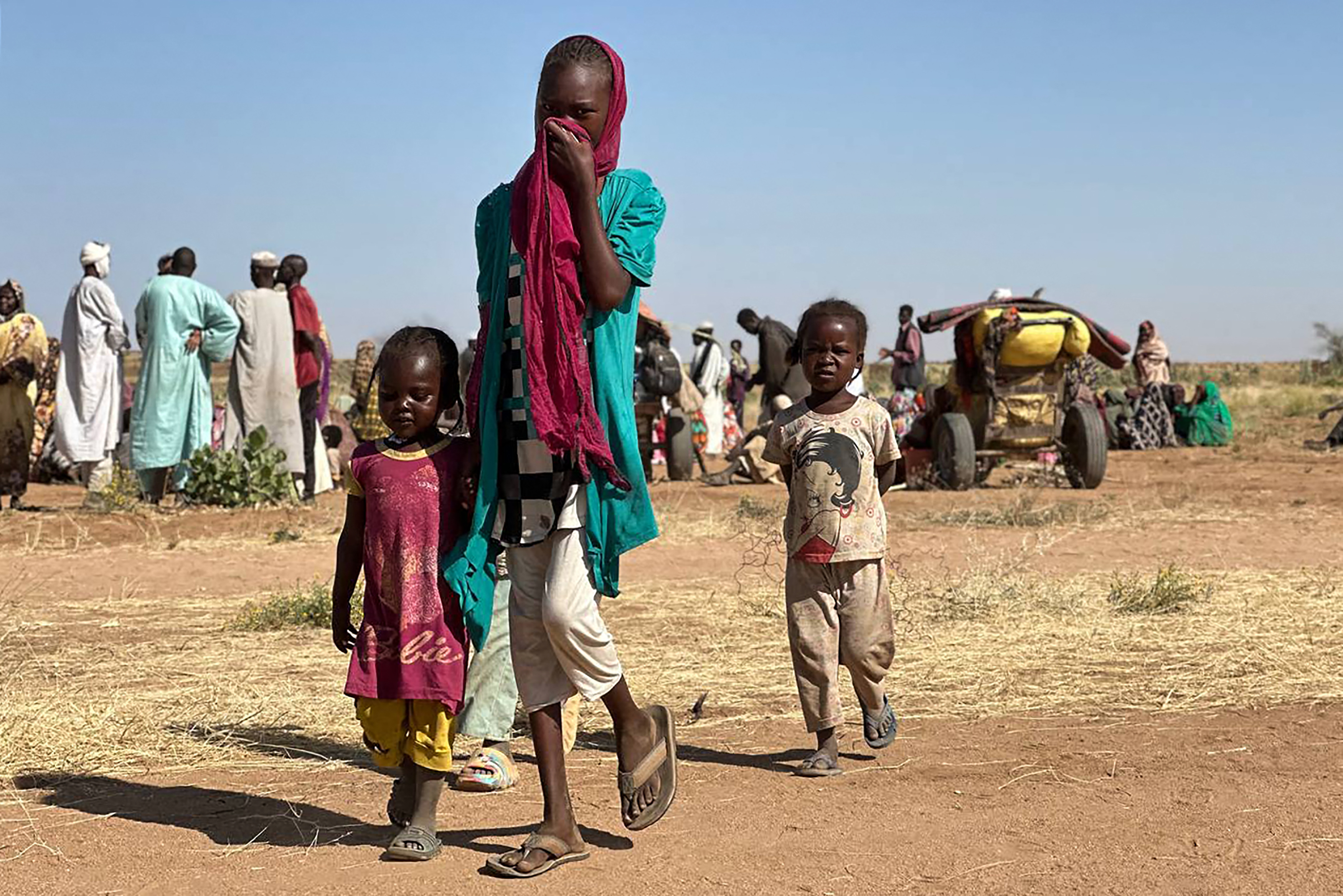 Displaced Sudanese family near the town of Tawila in North Darfur