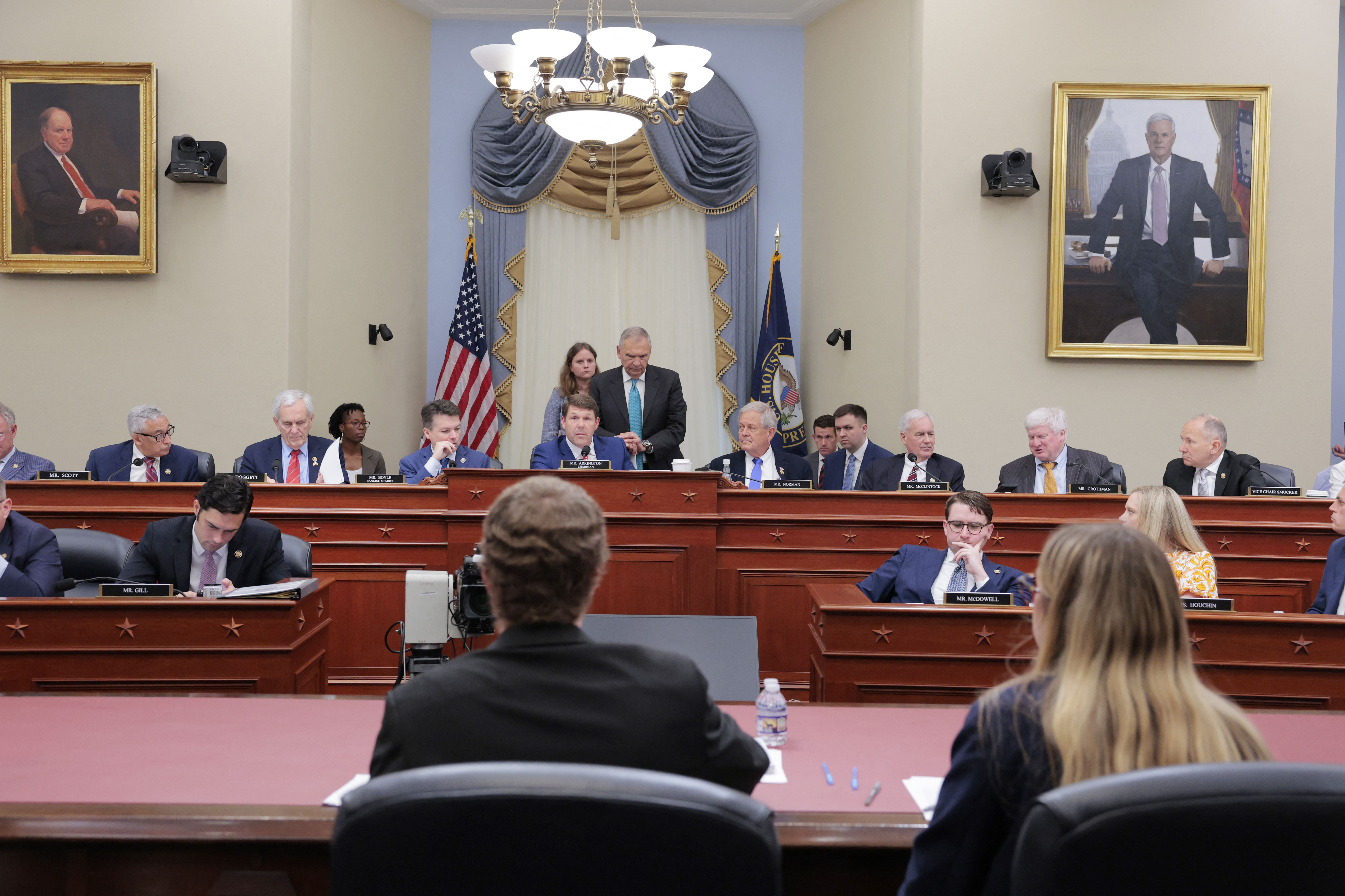 WASHINGTON, DC - MAY 16: Members listen during a mark up meeting with the House Budget Committee on Capitol Hill on May 16, 2025 in Washington, DC. Members of the Budget Committee met to consider House Republicans’ reconciliation bill, which includes U.S. President Donald Trump's proposed tax and spending cuts. The bill faced bipartisan opposition, with five Republican members of the House Budget Committee voting against it and supporting a motion for the committee to recess for the weekend. Anna Moneymaker/Getty Images/AFP (Photo by Anna Moneymaker / GETTY IMAGES NORTH AMERICA / Getty Images via AFP)
