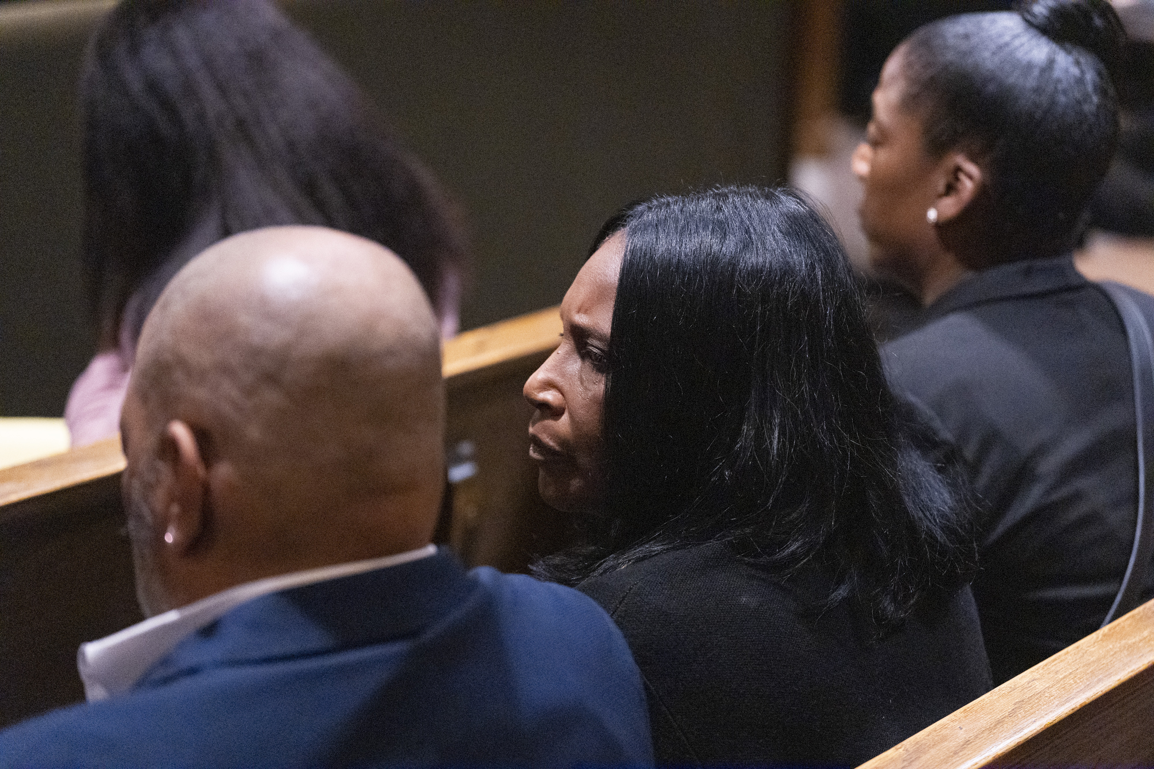 RowVaughn Wells, Tyre Nichols's mom, sits in a courtroom