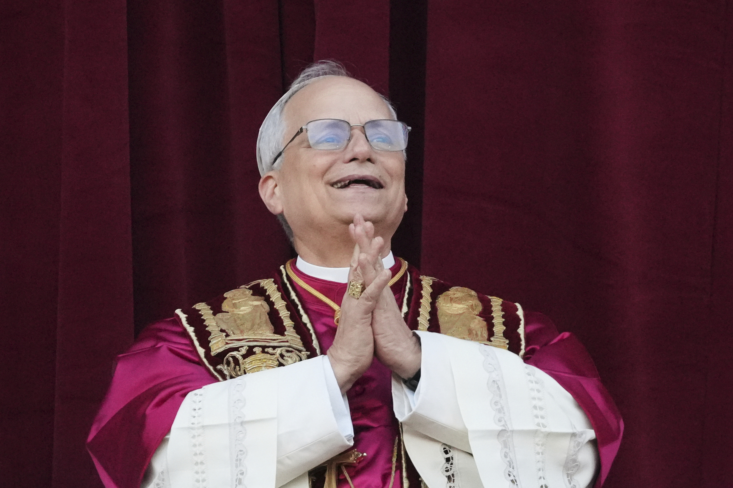 Newly elected Pope Leo XIV appears at the balcony of St. Peter's Basilica at the Vatican