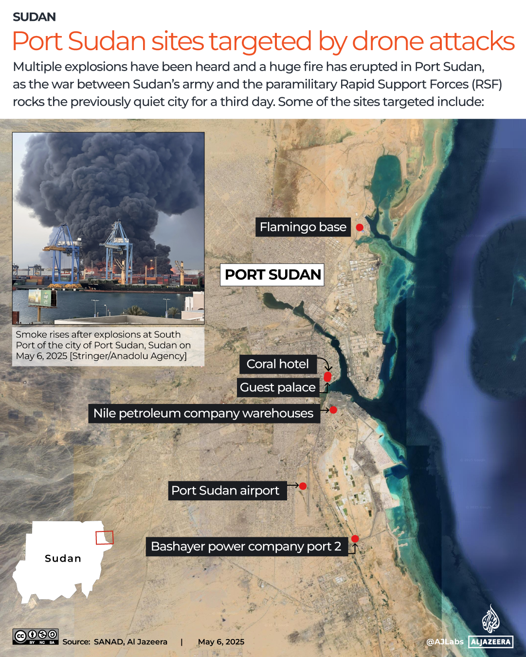 INTERACTIVE-Port Sudan sites targeted by drone strikes-MAY 6, 2025-1746540450
