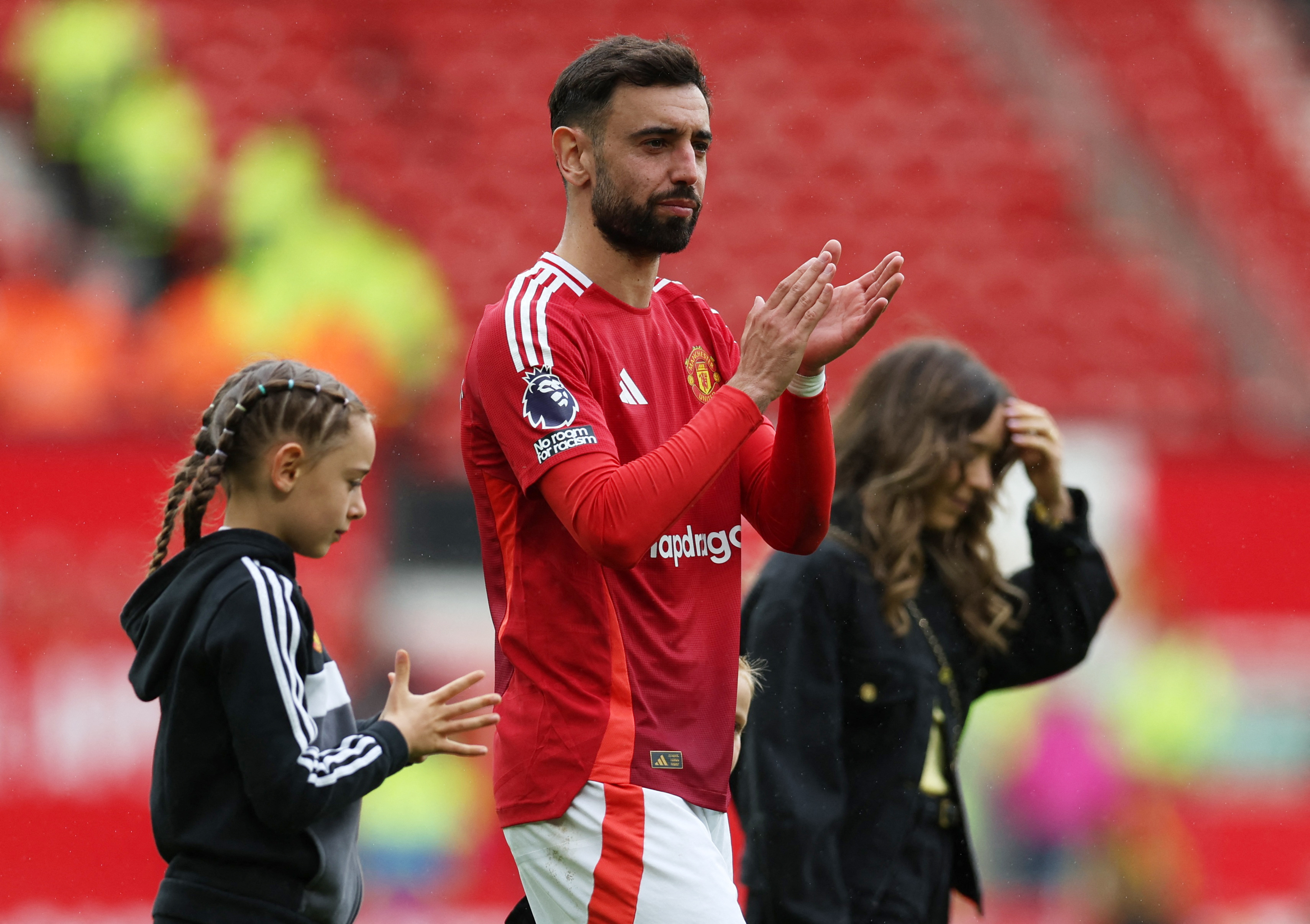 Manchester United's Bruno Fernandes during a lap of appreciation after the match