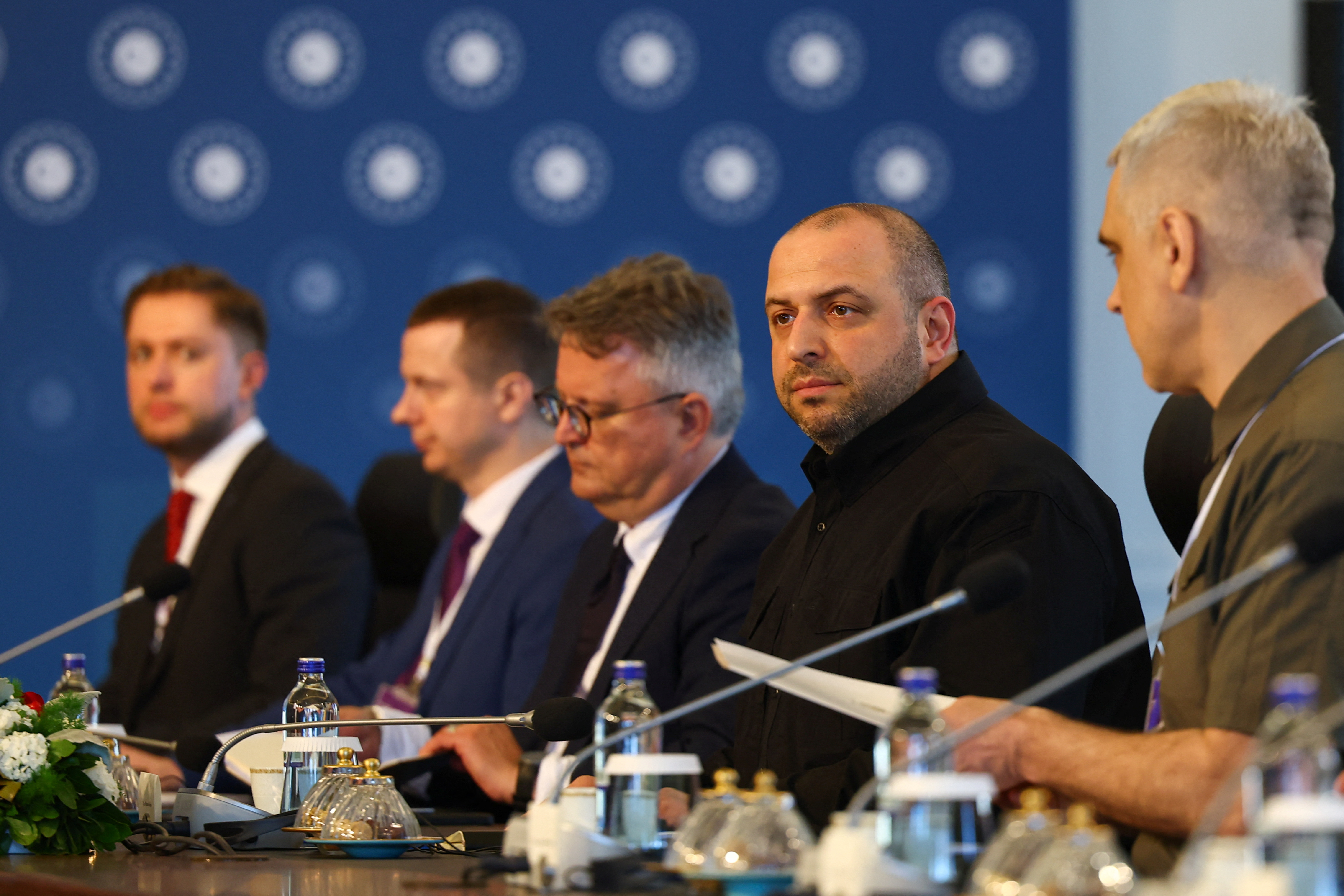 Ukrainian delegation, led by Defence Minister Rustem Umerov, in a meeting.