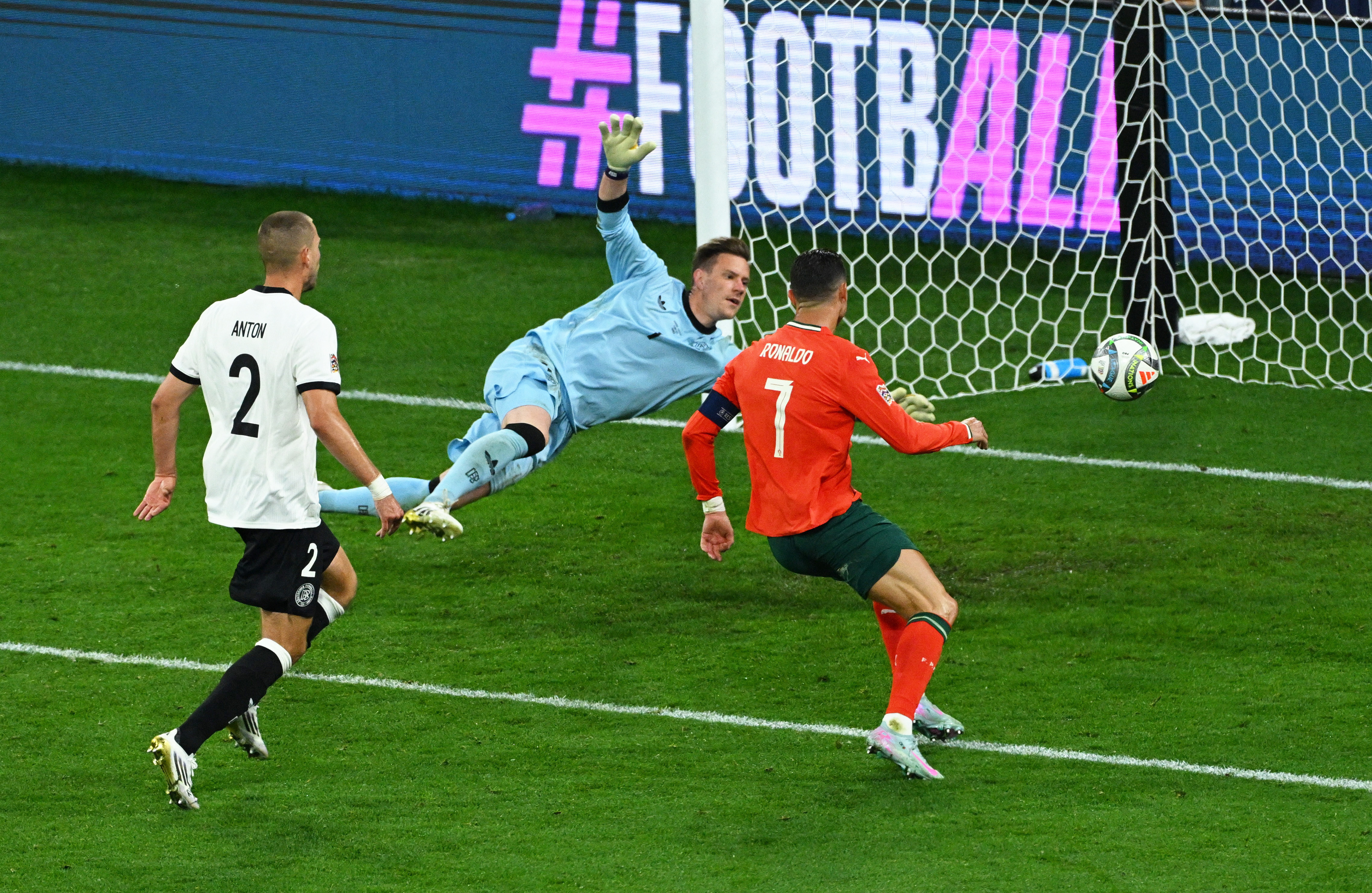 Portugal's Cristiano Ronaldo scores their second goal