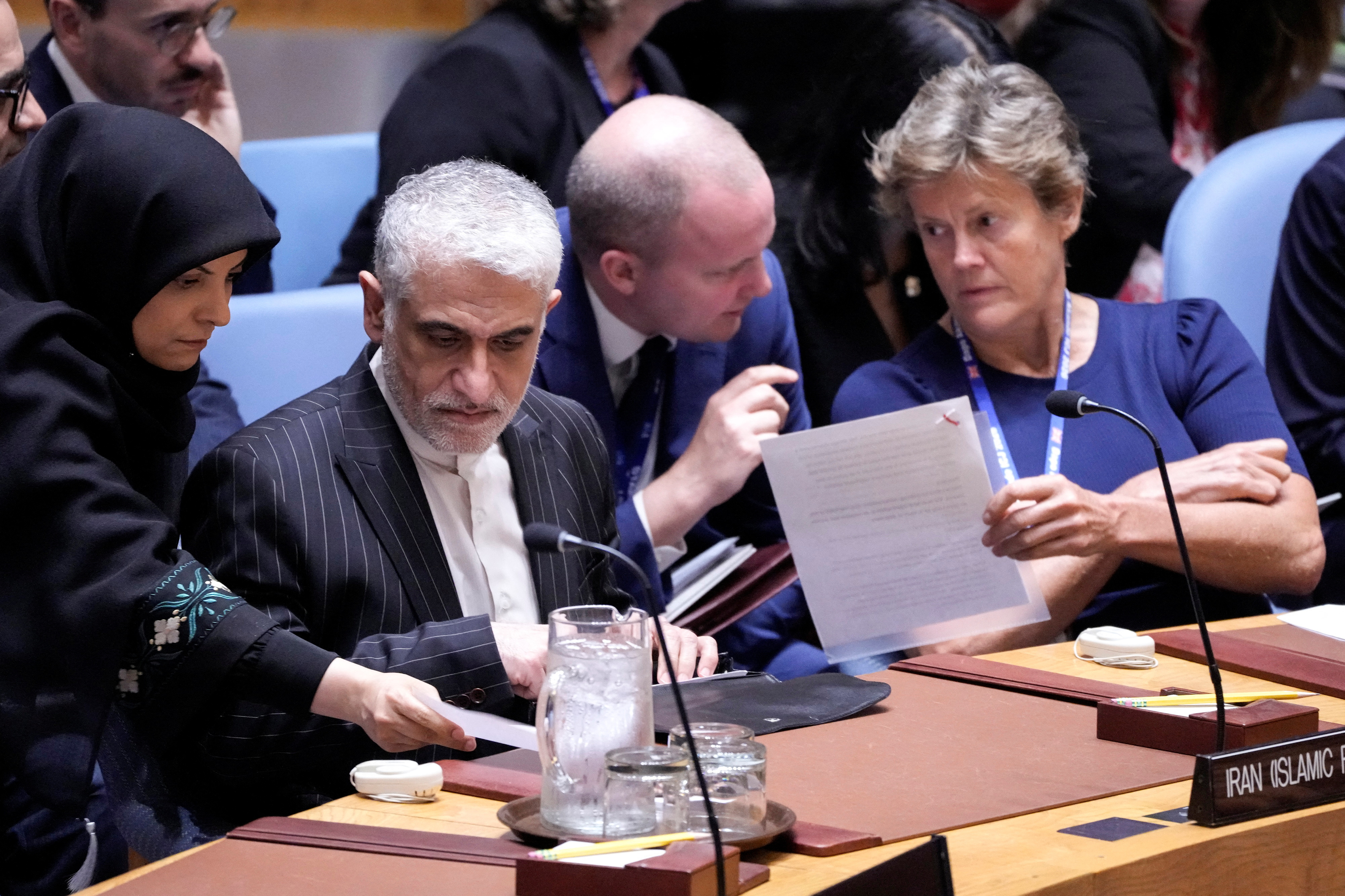 Iran's Ambassador and Permanent Representative Amir Saeid Iravani attends a meeting of the United Nations Security Council, following Israel’s attack on Iran, at U.N. headquarters in New York City, U.S., June 13, 2025. REUTERS/Eduardo Munoz