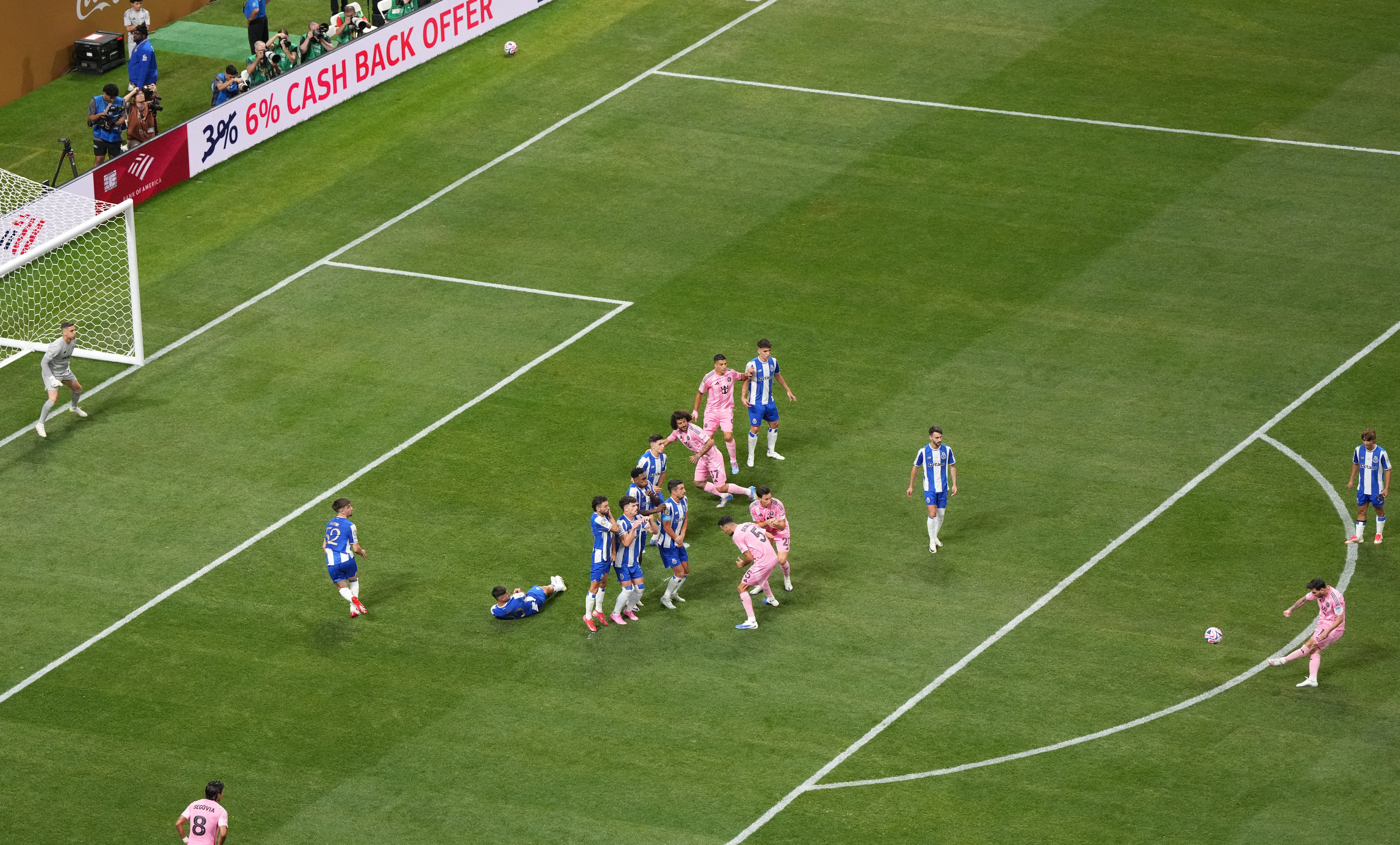 Inter Miami CF's Lionel Messi scores their second goal from a free kick
