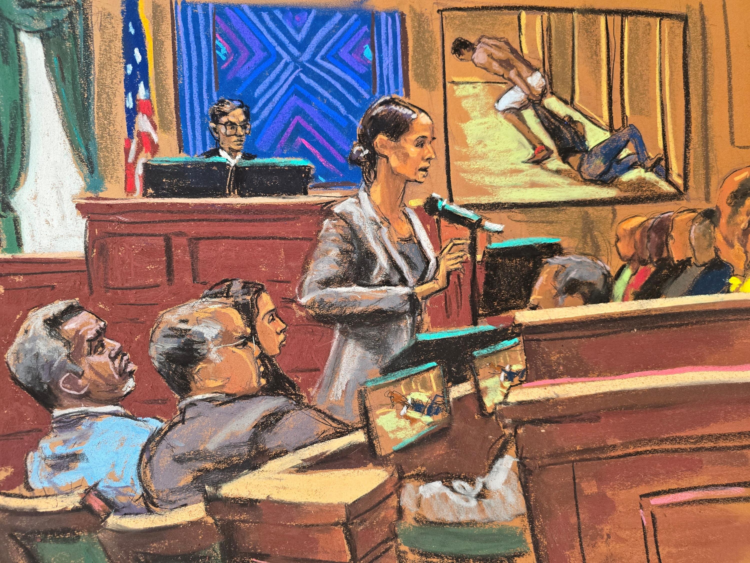 A courtroom sketch of Diddy's trial
