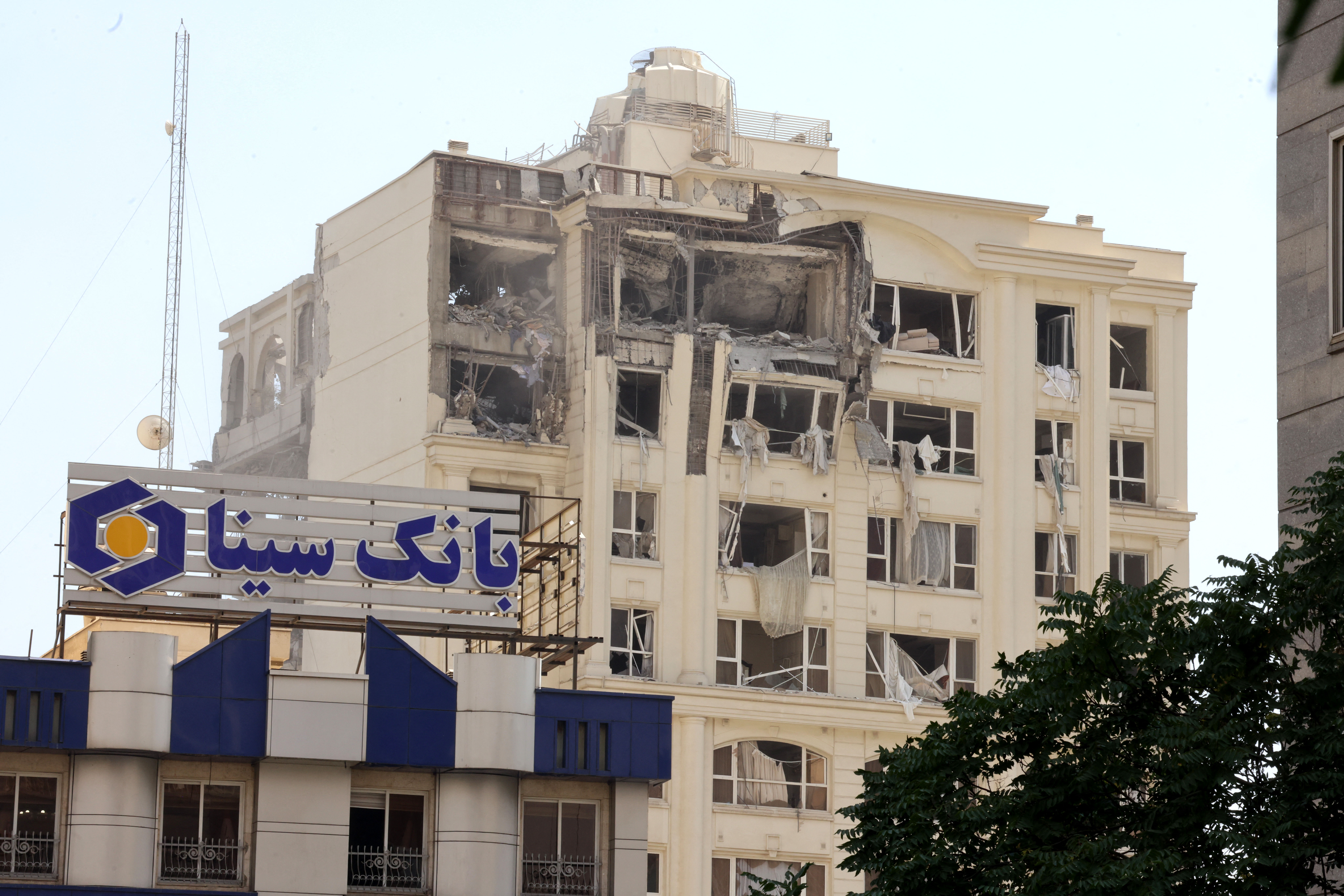 A building has been damaged in an Israeli strike on Tehran, Iran on June 13, 2025.