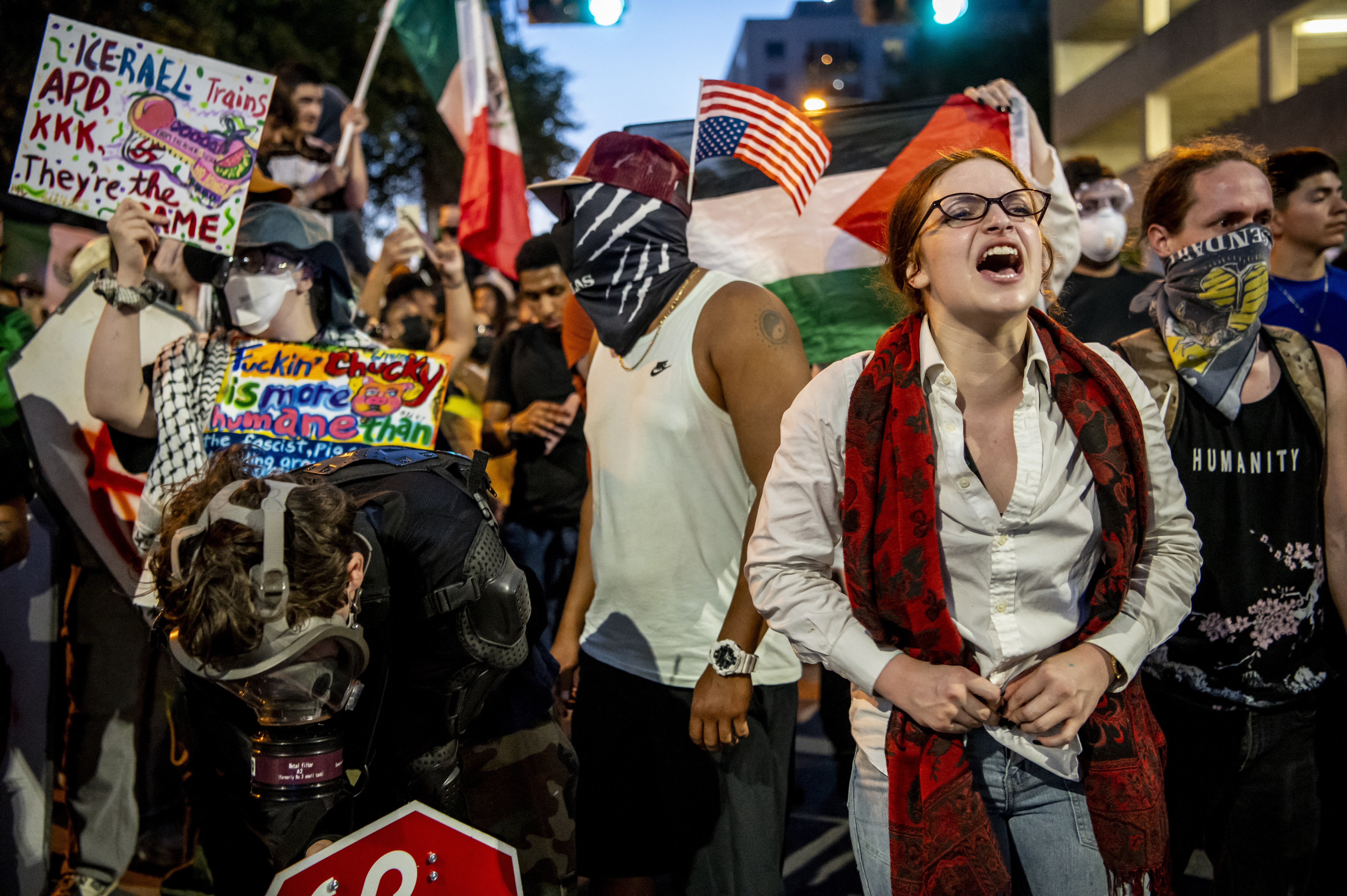 Anti-Trump demonstrators crowd streets across the US