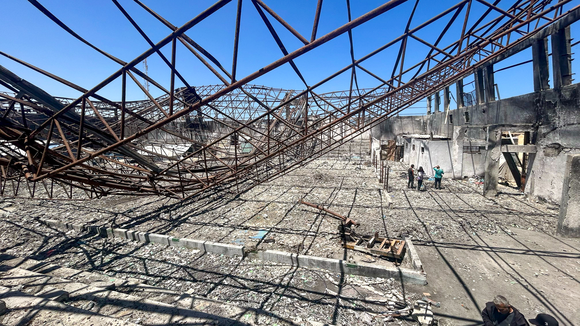Bombed out football stadium in Gaza.