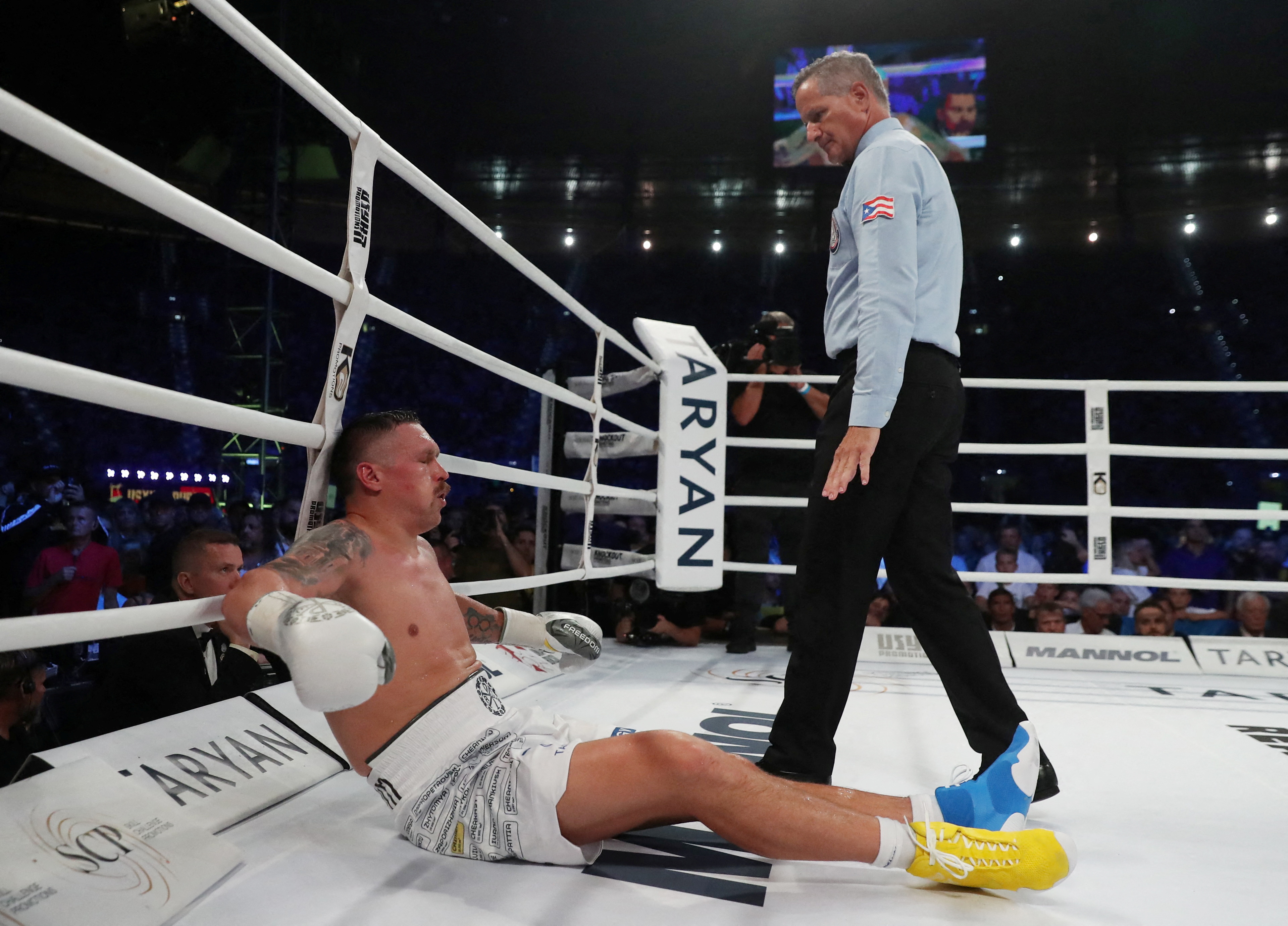 Oleksandr Usyk reacts.