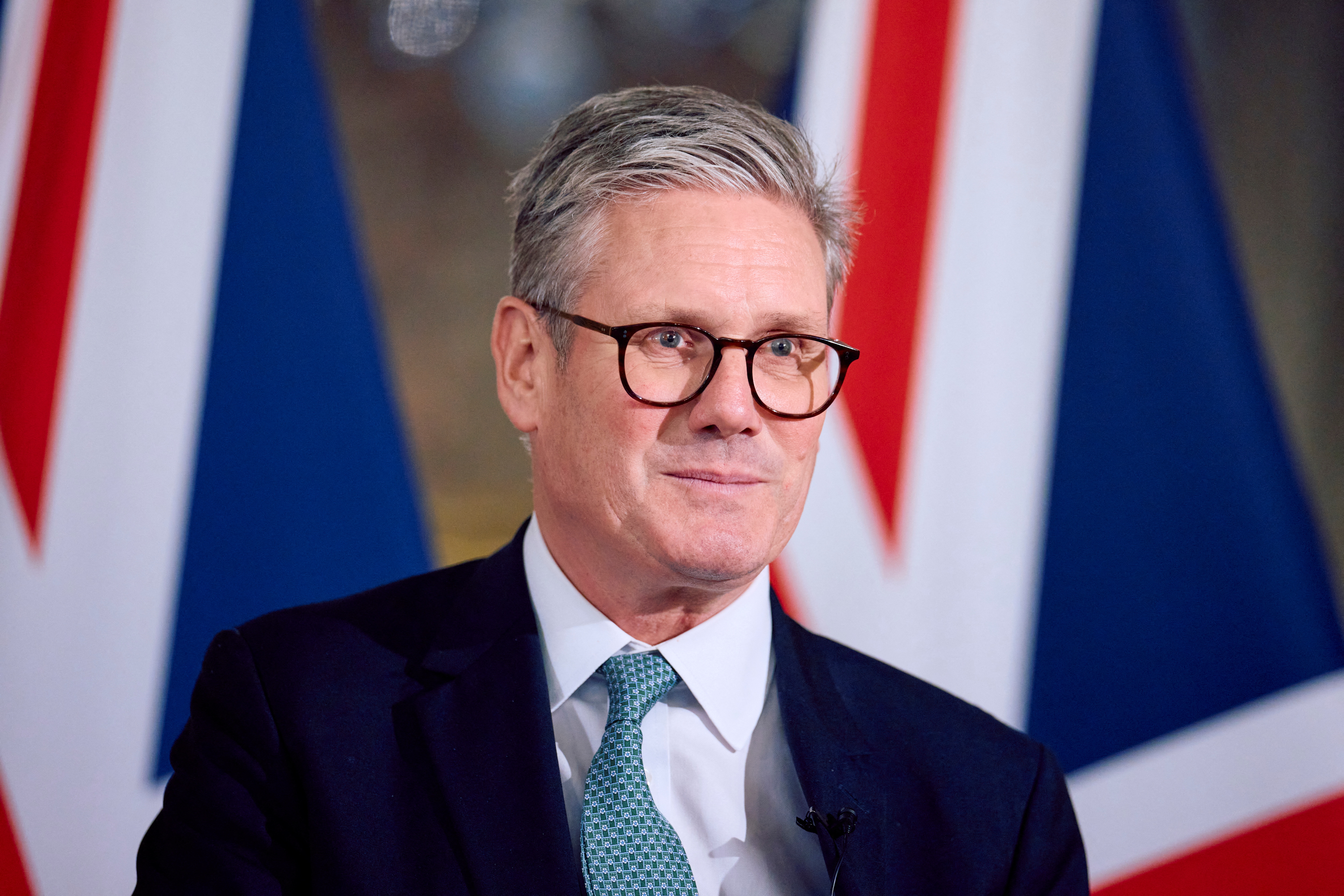 Britain's Prime Minister Keir Starmer speaks at a press conference, during his visit to the European Commission headquarters in Brussels