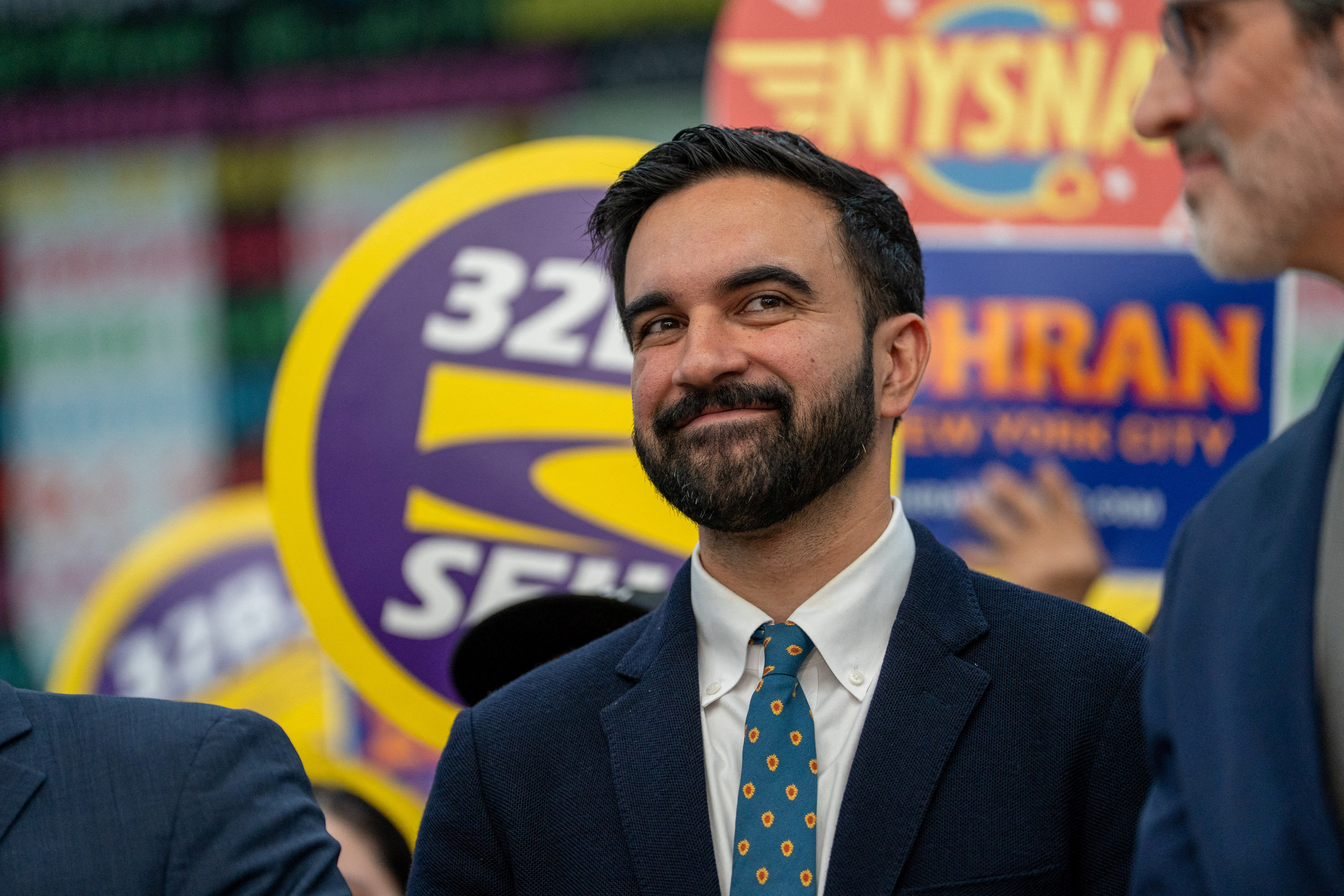 Zohran Mamdani at a union rally.