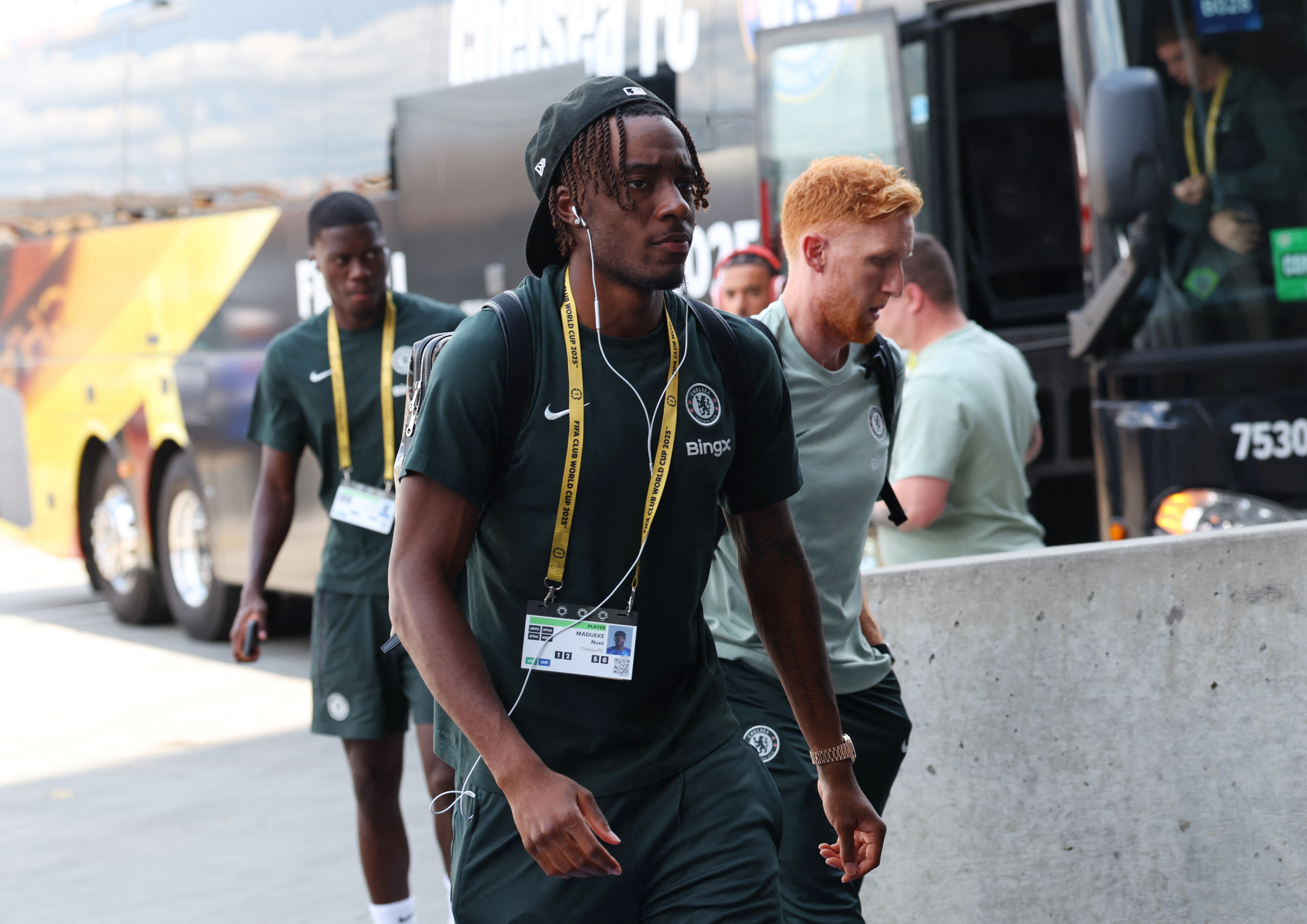 Chelsea's Noni Madueke arrives at the stadium before a FIFA Club World Cup match