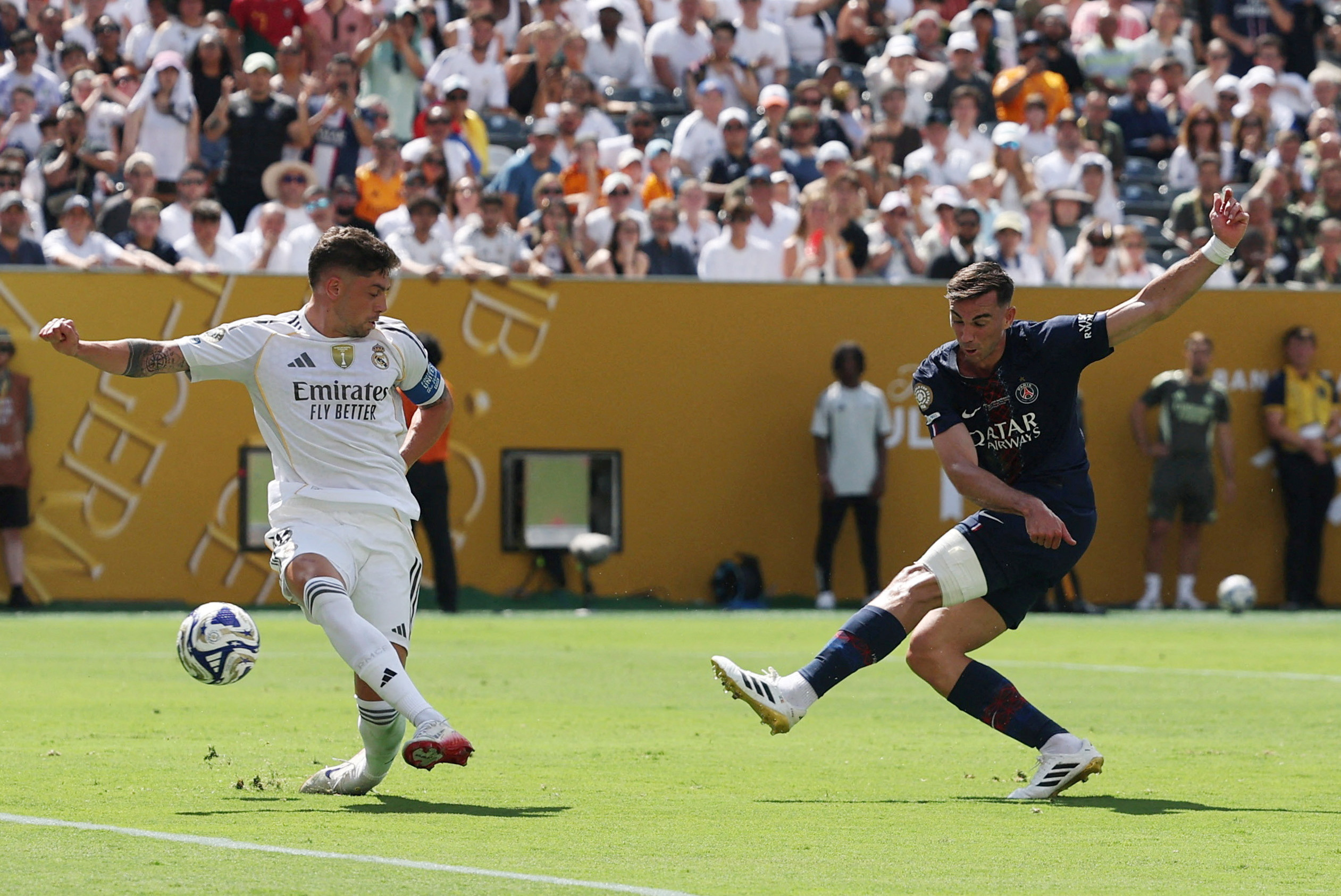 FIFA Club World Cup - Semi Final - Paris St Germain v Real Madrid - MetLife Stadium, East Rutherford, New Jersey, U.S. - July 9, 2025 Paris St Germain's Fabian Ruiz scores their third goal