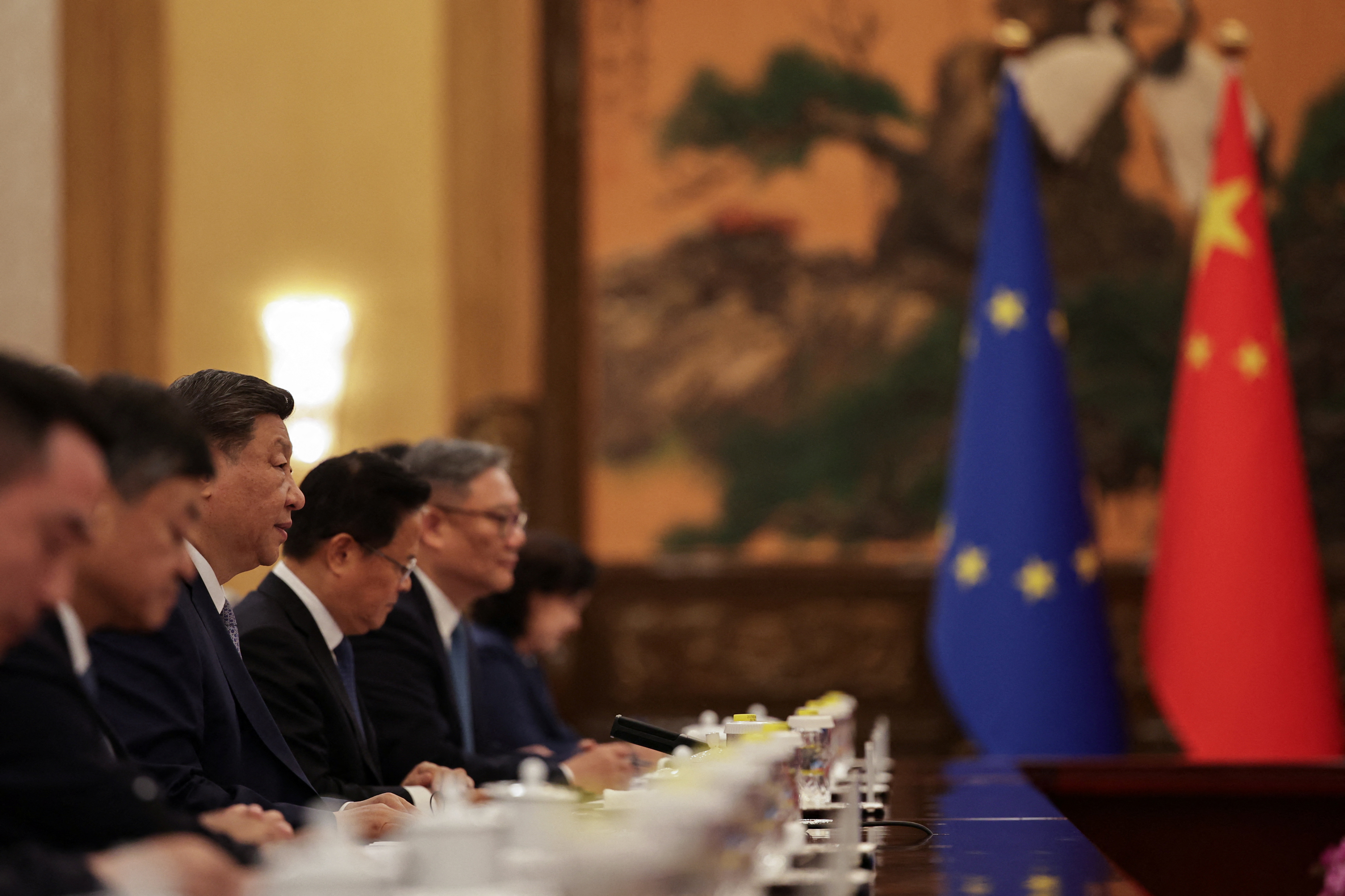 Chinese President Xi Jinping speaks during a summit.