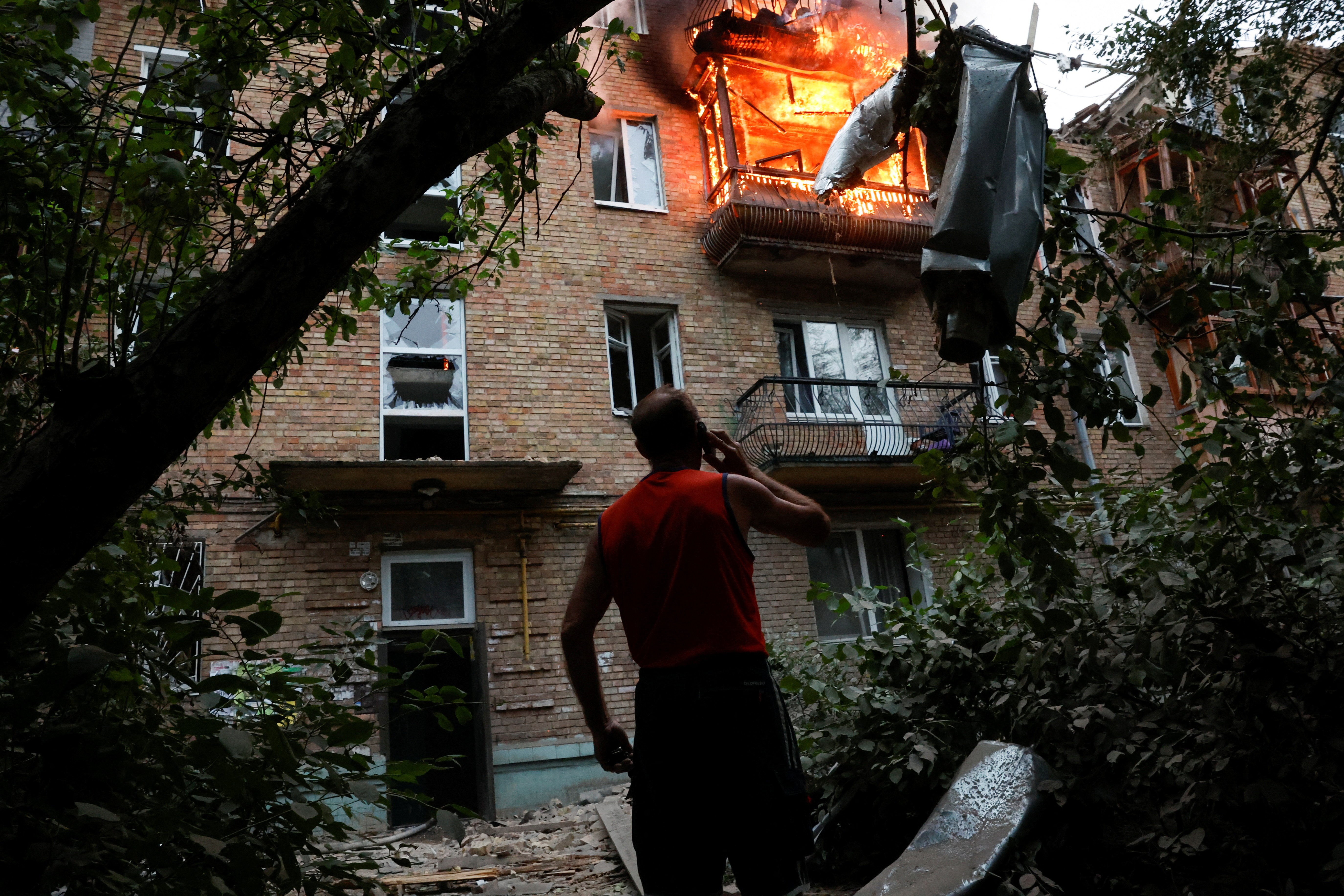 Fires and destruction as missile attacks rattle Ukraine's capital