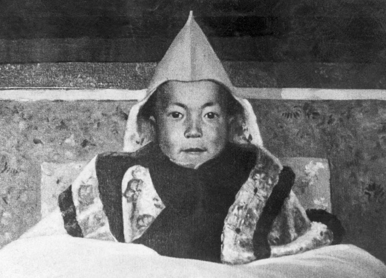 A painting by Kanwal Krishna dated probably in 1930s of young Dalai Lama (Tenzin Gyatso, born in 1935), the traditional religious and temporal head of Tibet's Buddhist clergy. (Photo by KANWAL KRISHNA / AFP)