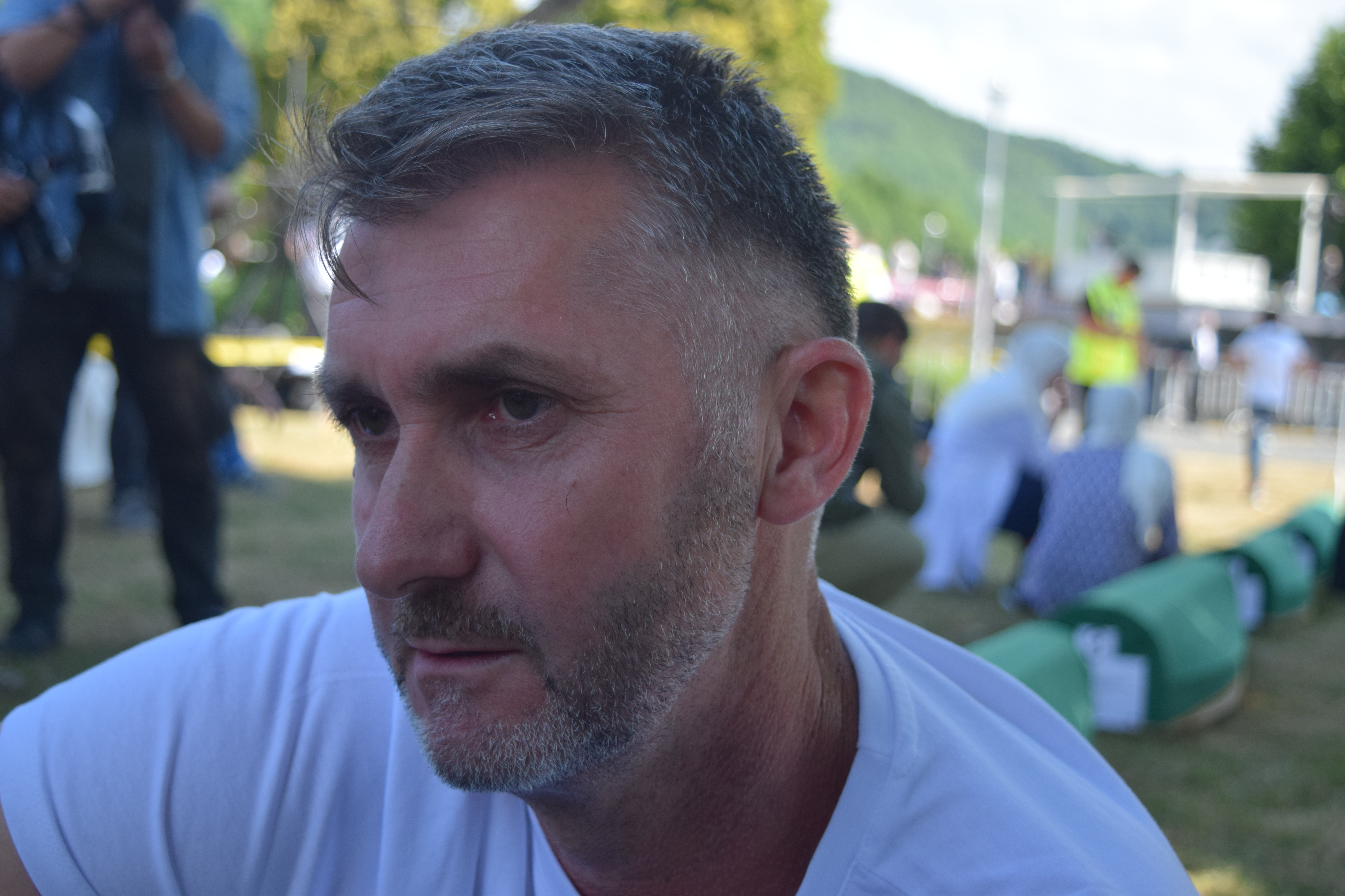 Zejad Avdic, 46, is the brother of one of the victims buried - Senajid Avdic.