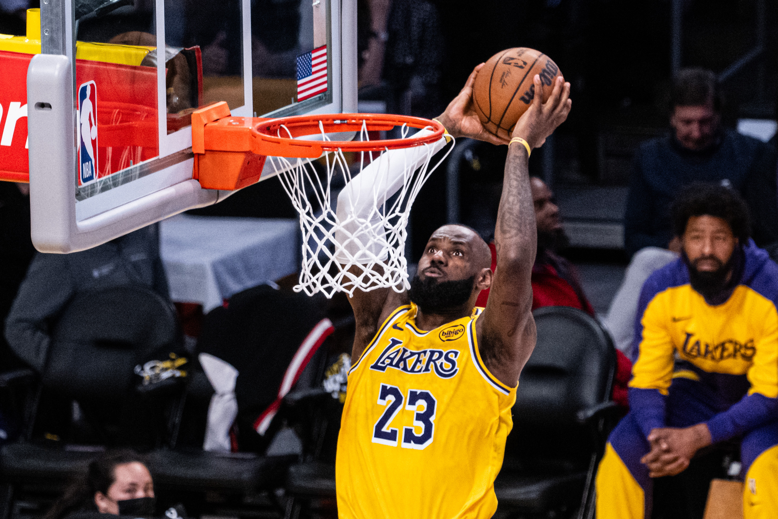 Lebron James reacts.