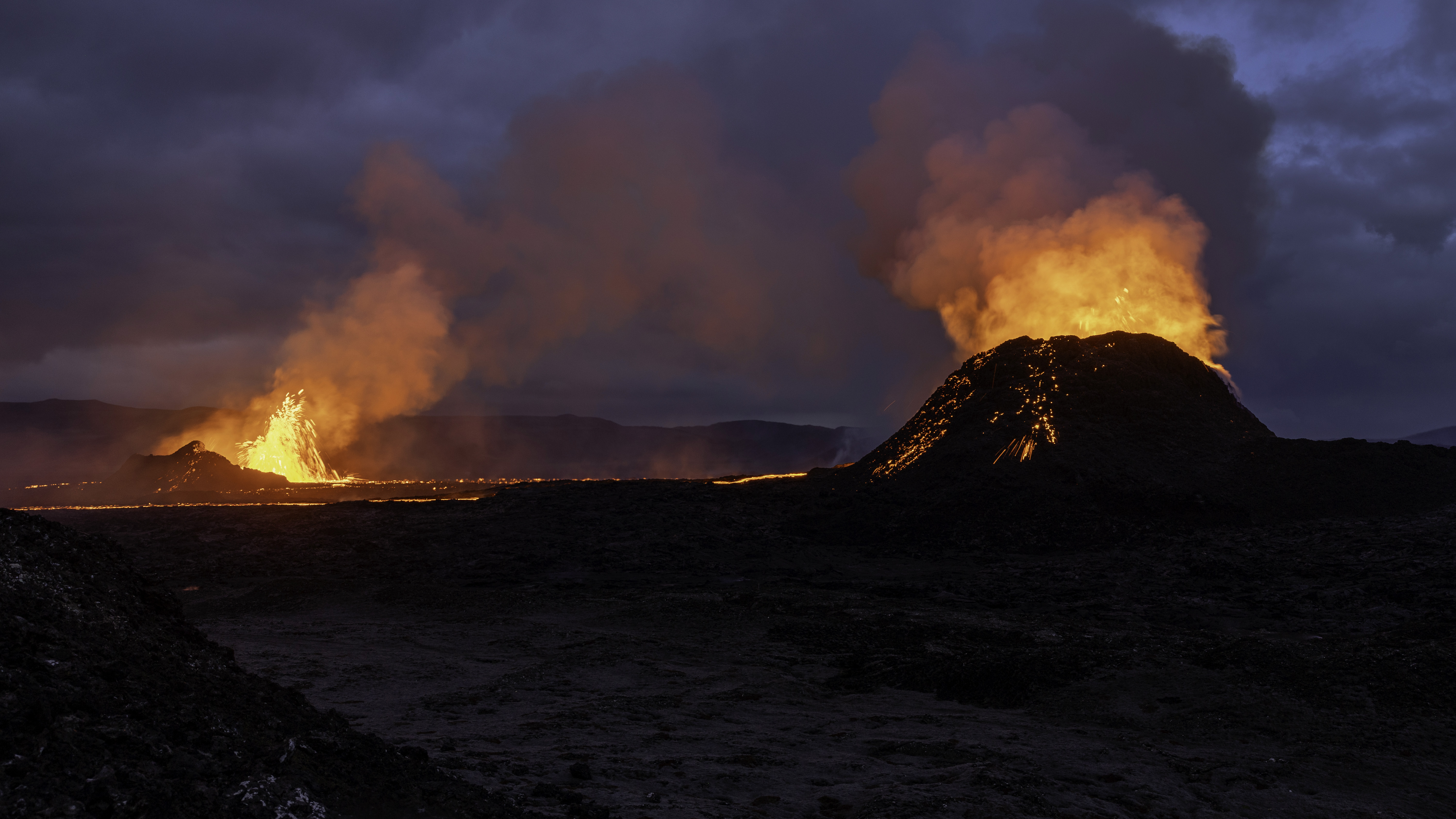 Lava flows volcano Iceland