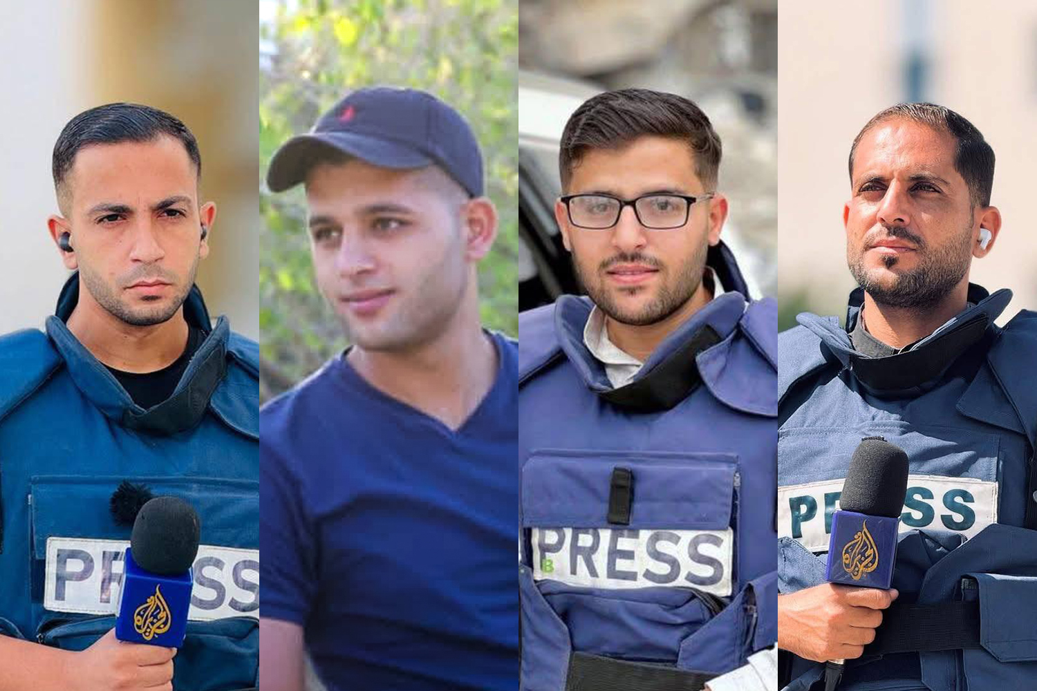 From left: Anas al-Sharif, Mohammed Noufal, Ibrahim Zaher and Mohammed Qreiqeh [Al Jazeera]