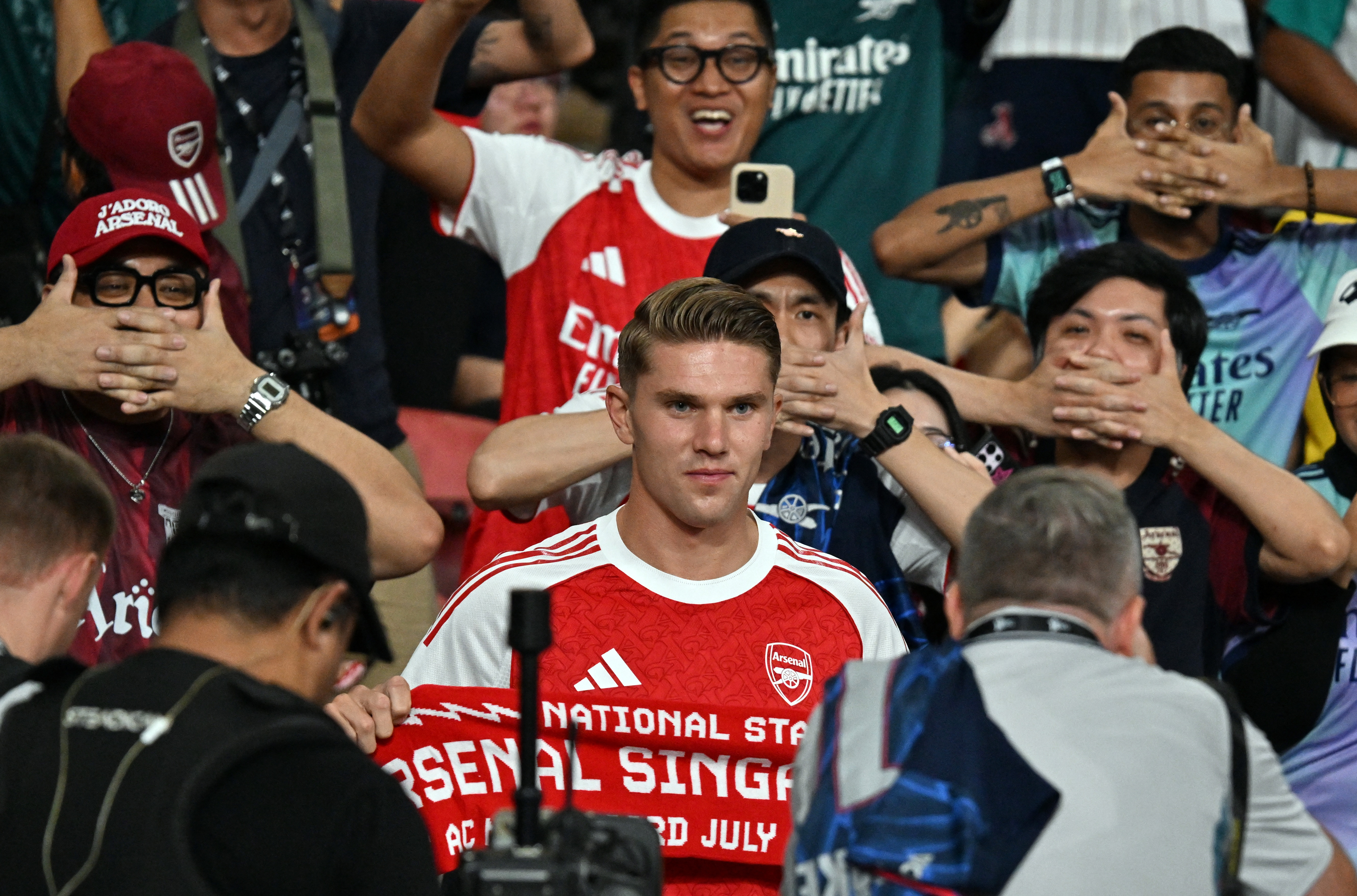 Arsenal's Viktor Gyokeres is pictured in the stands