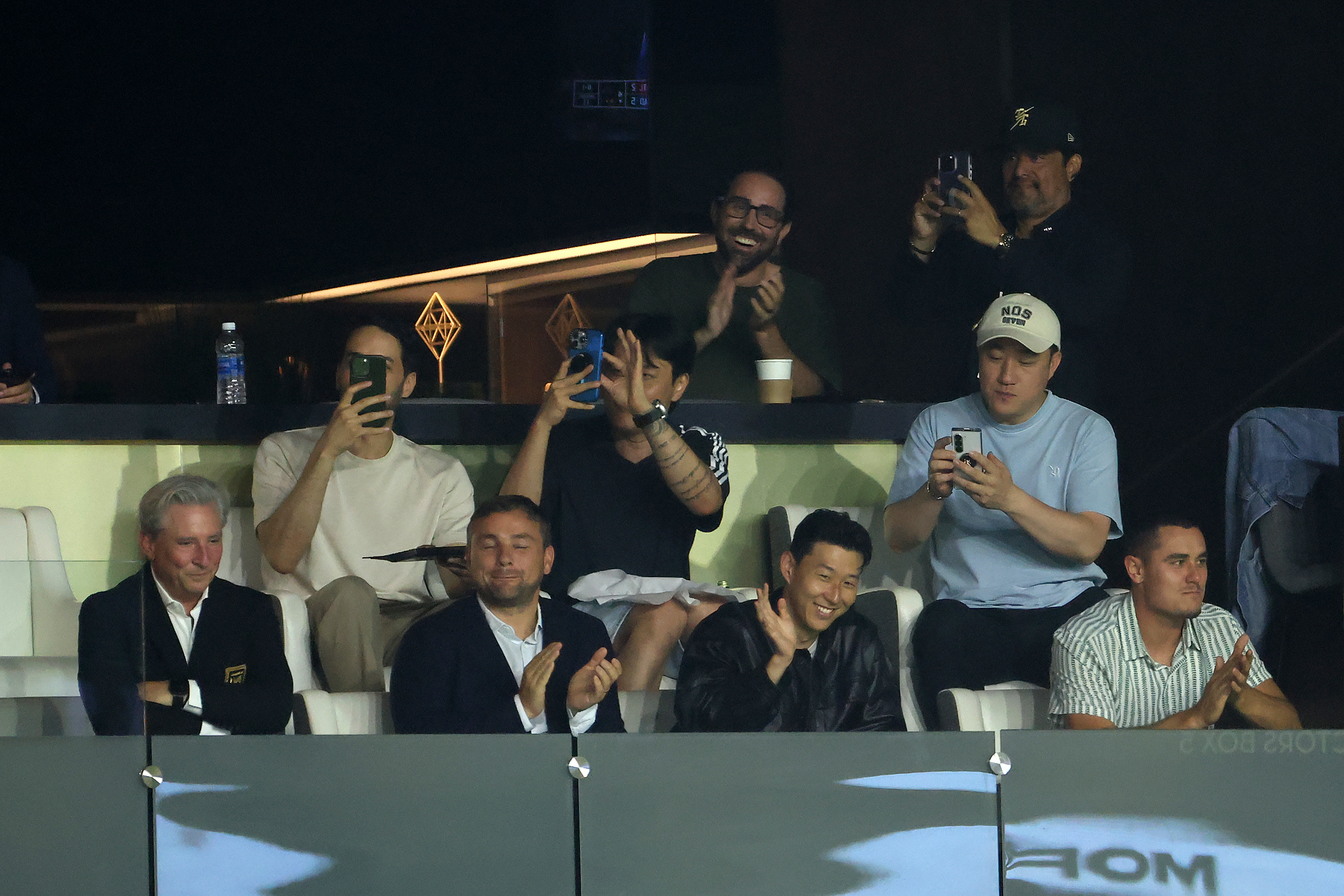 Son Heung-min (bottom row, second from right) attends a Leagues Cup match between LAFC and Tigres UANL