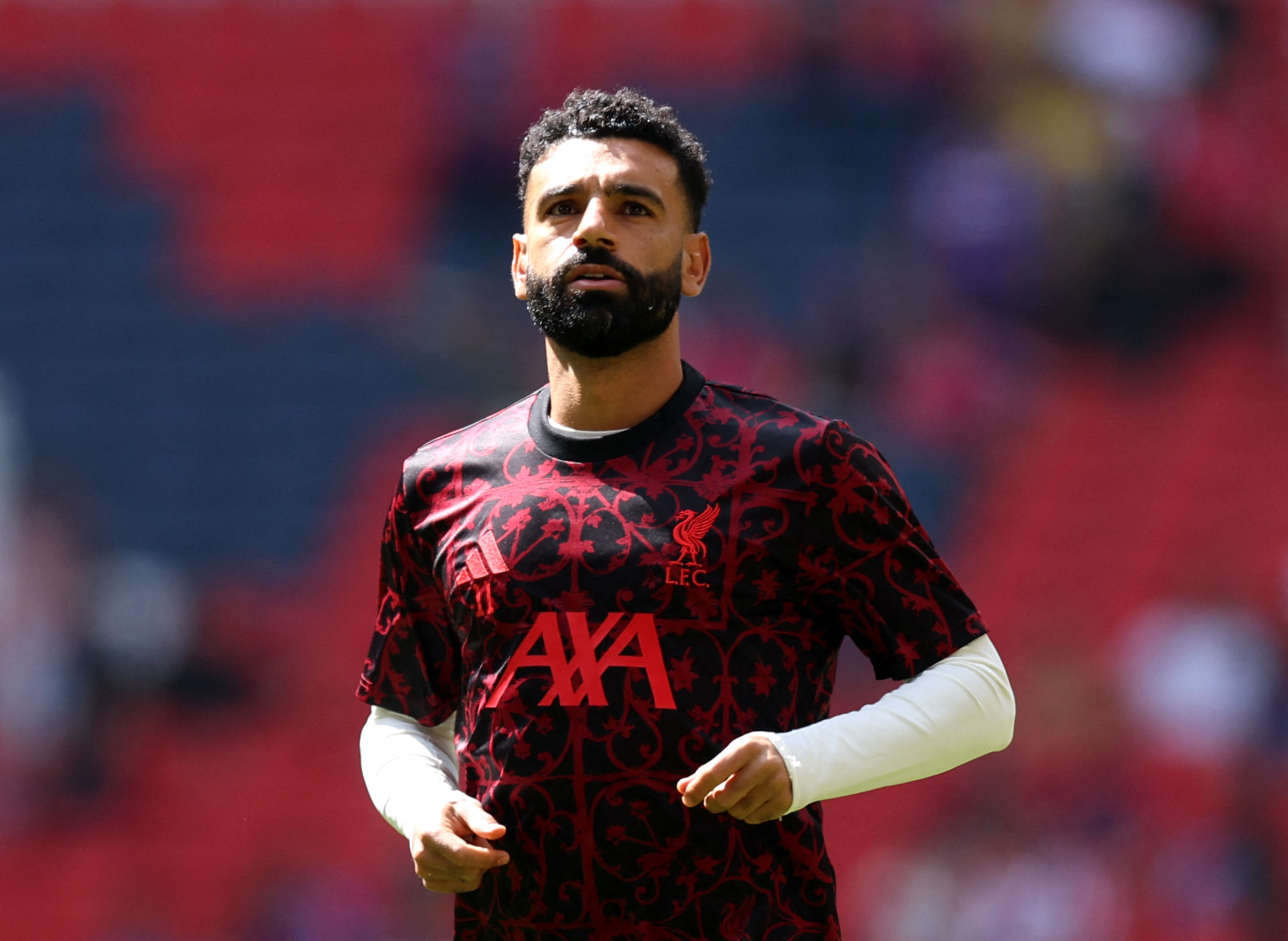 Liverpool's Mohamed Salah during the warm-up.