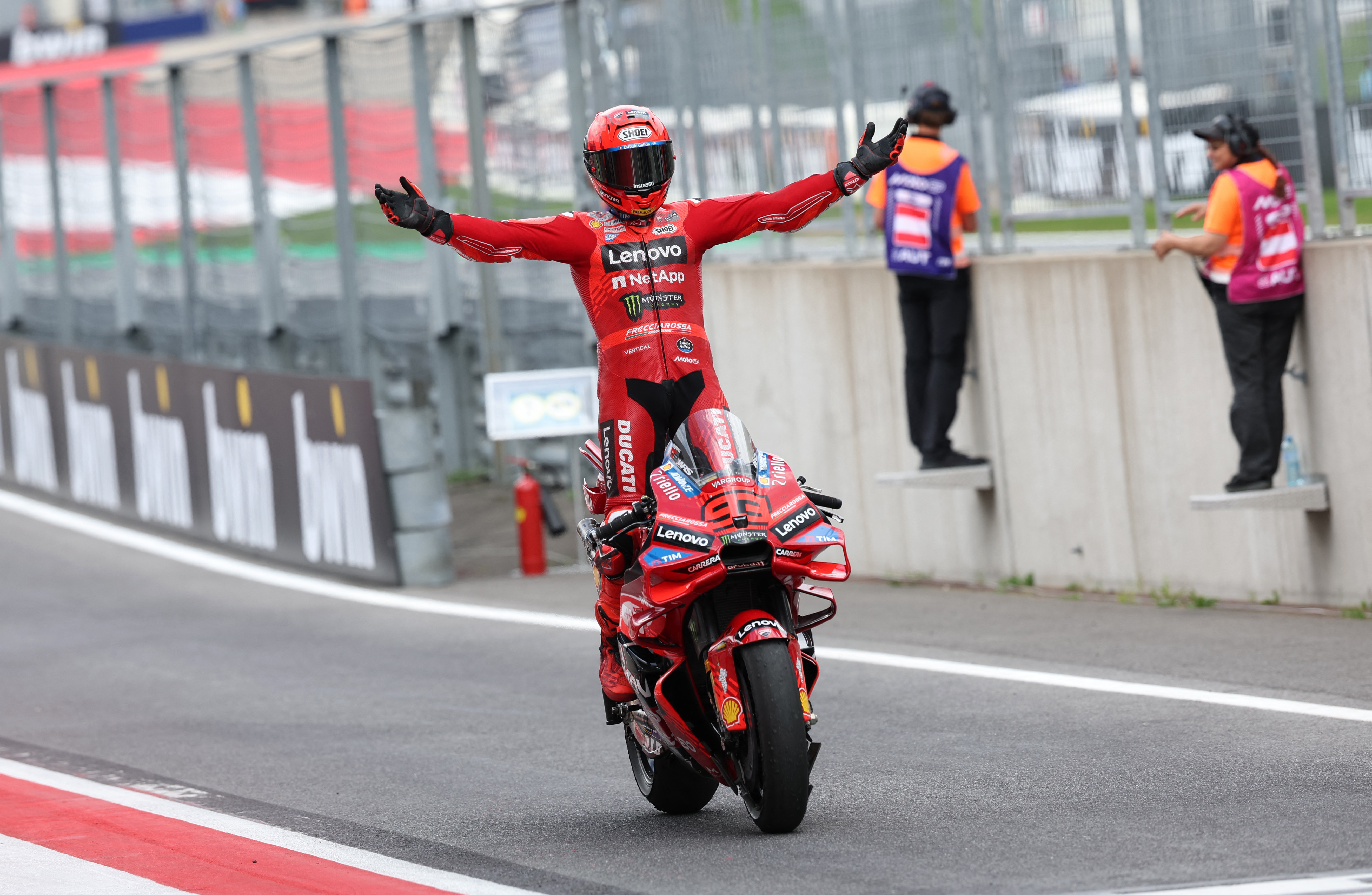 Marc Marquez reacts.