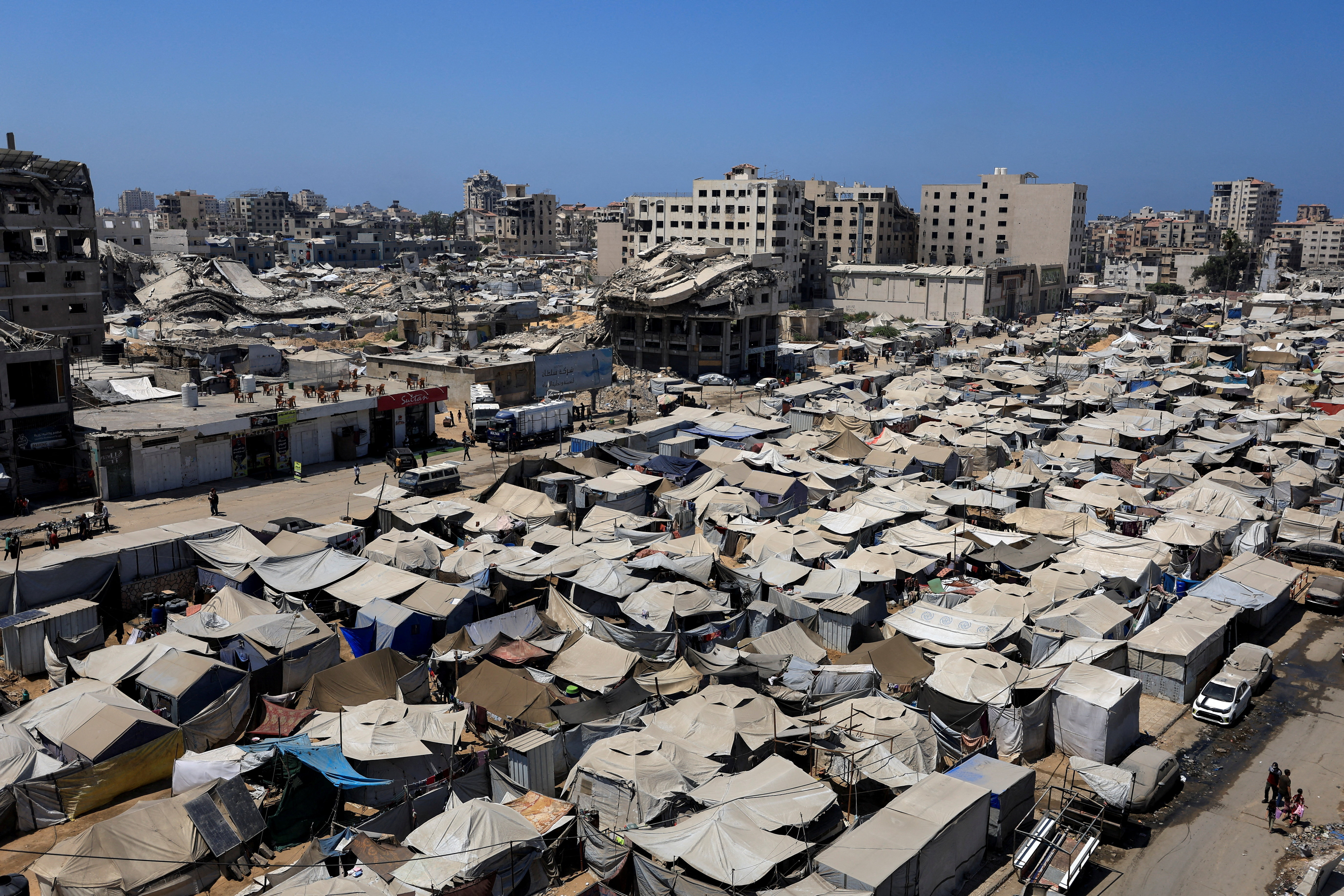 A view of tents sheltering Palestinians displaced by the Israeli military offensive, in Gaza City, August 23, 2025. [Dawoud Abu Alkas/Reuters]