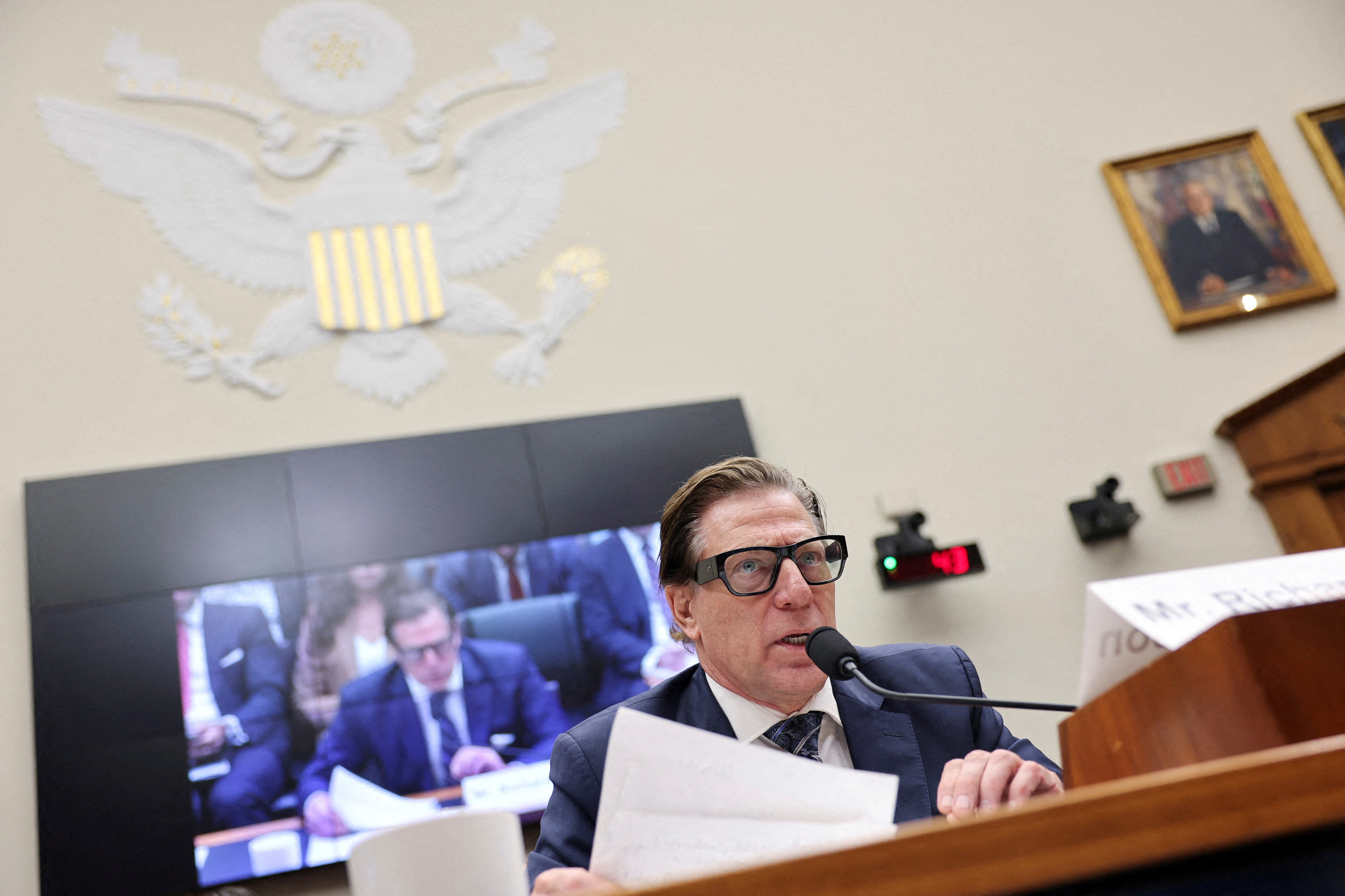 David Richardson, the US acting director of the Federal Emergency Management Agency, testifies before the House Transportation and Infrastructure Committee hearing on improving disaster response, on Capitol Hill in Washington, DC, in July. [File: Jonathan Ernst/Reuters]