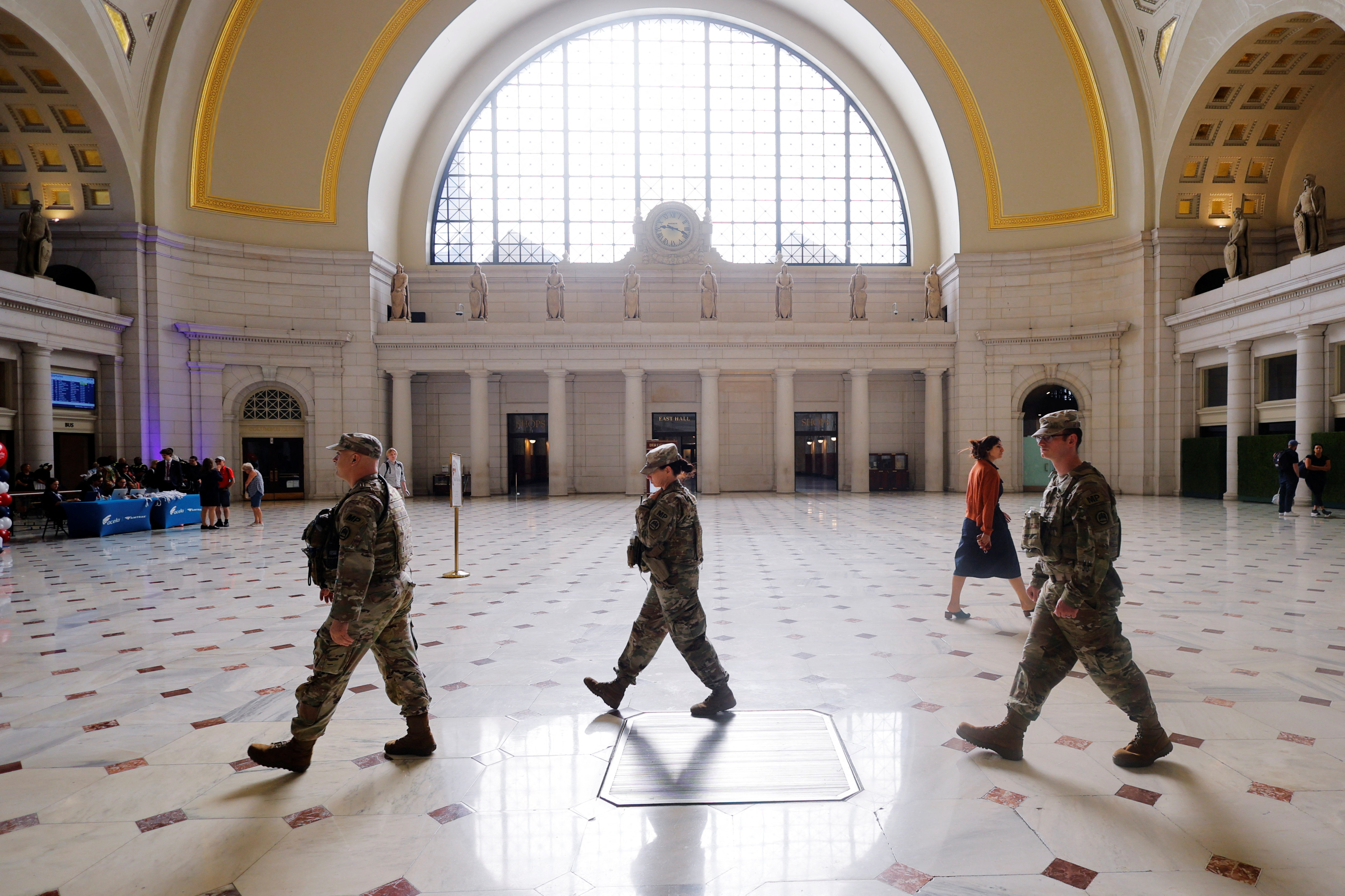 National Guard members patrol Union Station
