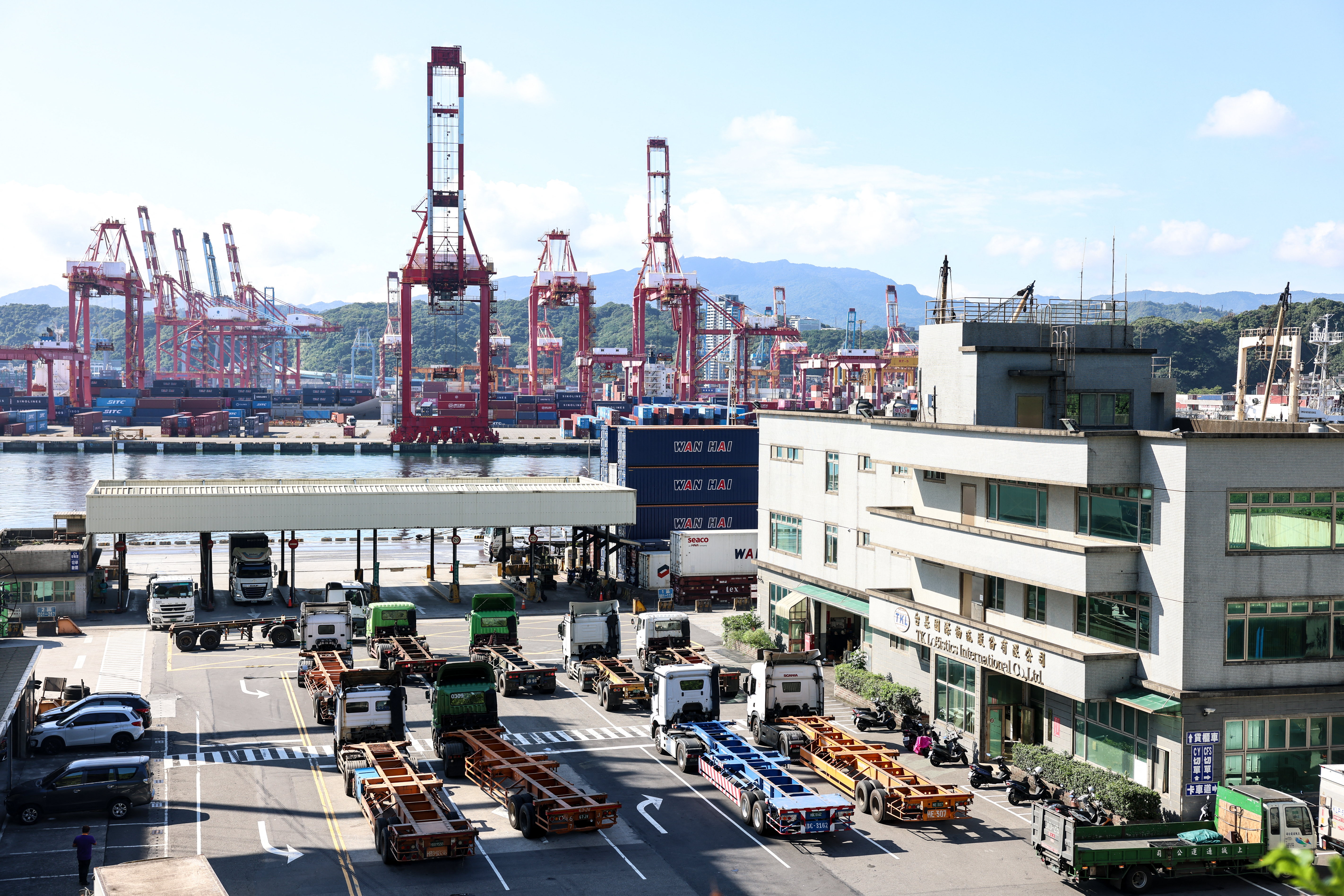 A general view shows the shipping port in Keelung, Taiwan.
