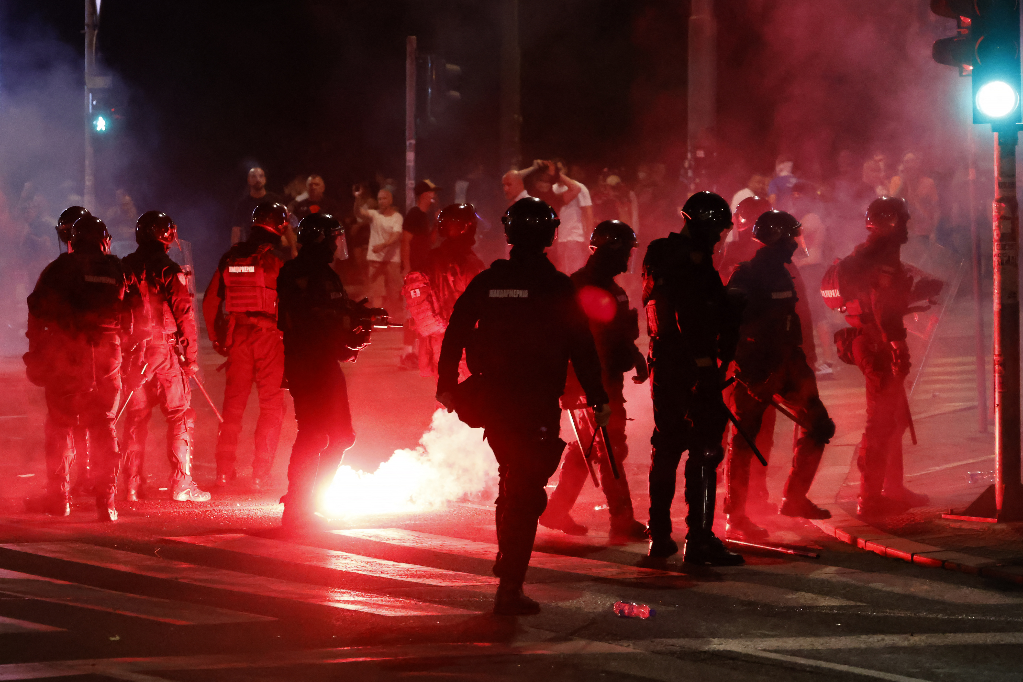 Serbian riot police clash with protesters