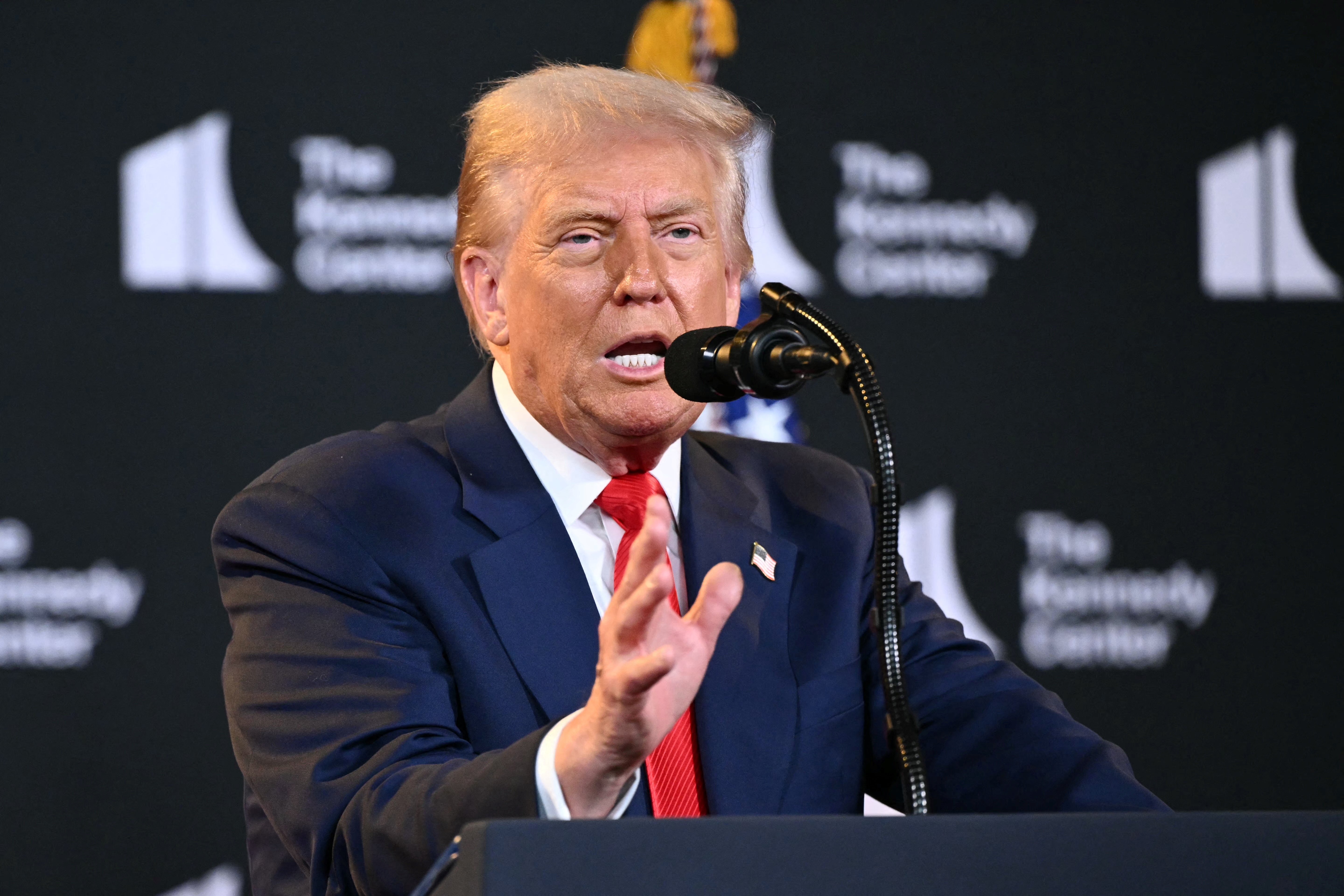 US President Donald Trump speaks during the unveiling of the Kennedy Center Honors nominees on August 13, 2025, at the Kennedy Center in Washington, DC [Mandel Ngan/ AFP]