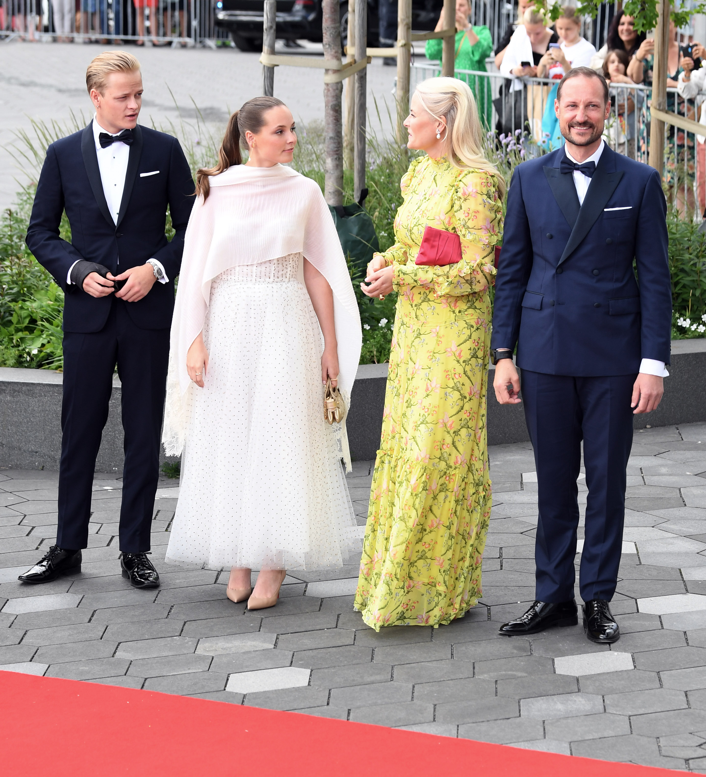 OSLO, NORWAY- JUNE 16: Princess Ingrid Alexandra, Marius Borg Hoiby, Crown Prince Haakon and Crown Princess Mette-Marit attend the celebrations of Princess Ingrid Alexandra's Official Day at Deichman Museum on June 16, 2022 in Oslo, Norway. (Photo by Rune Hellestad/Getty Images)