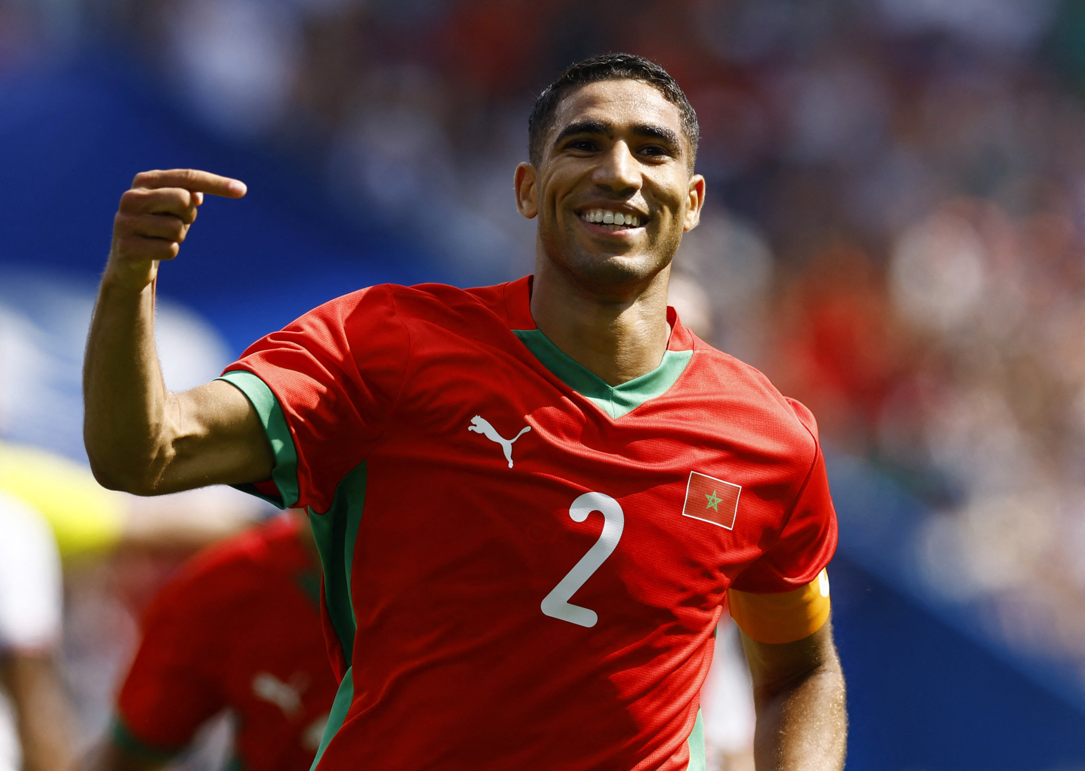 Achraf Hakimi of Morocco celebrates scoring