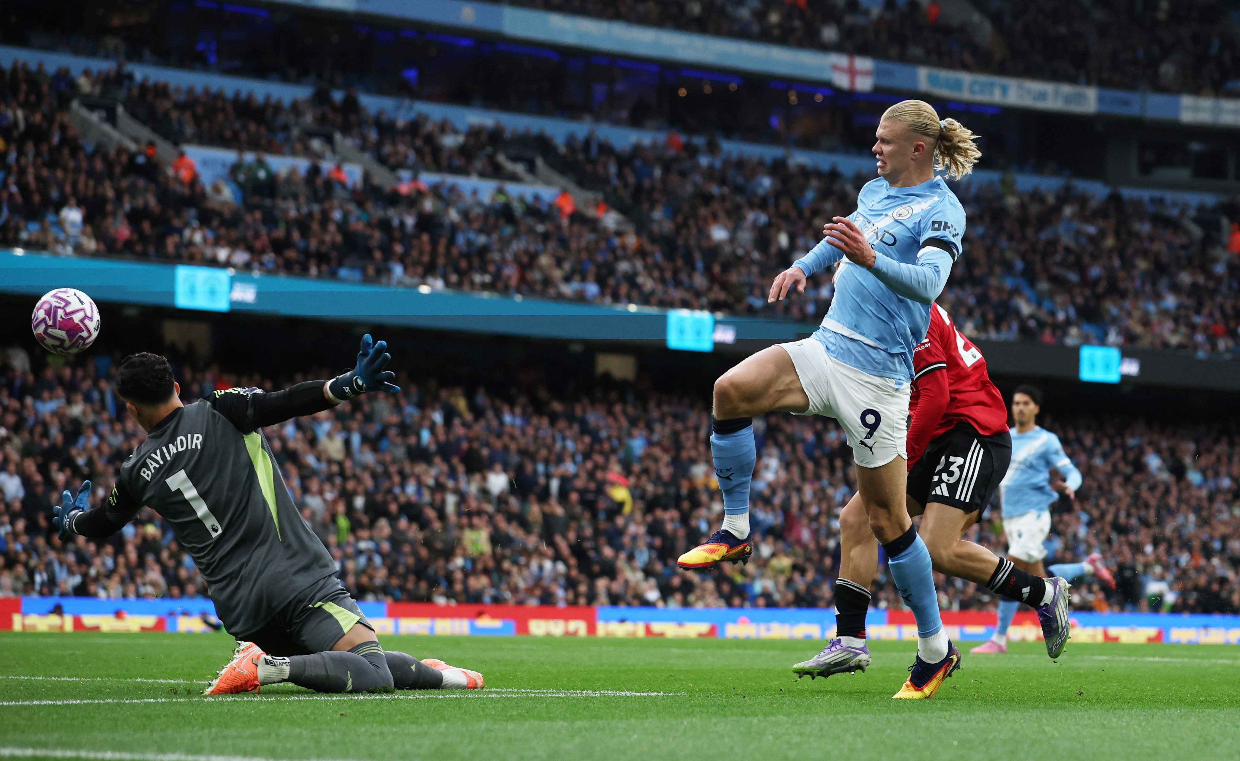 Manchester City's Erling Haaland scores their second goal