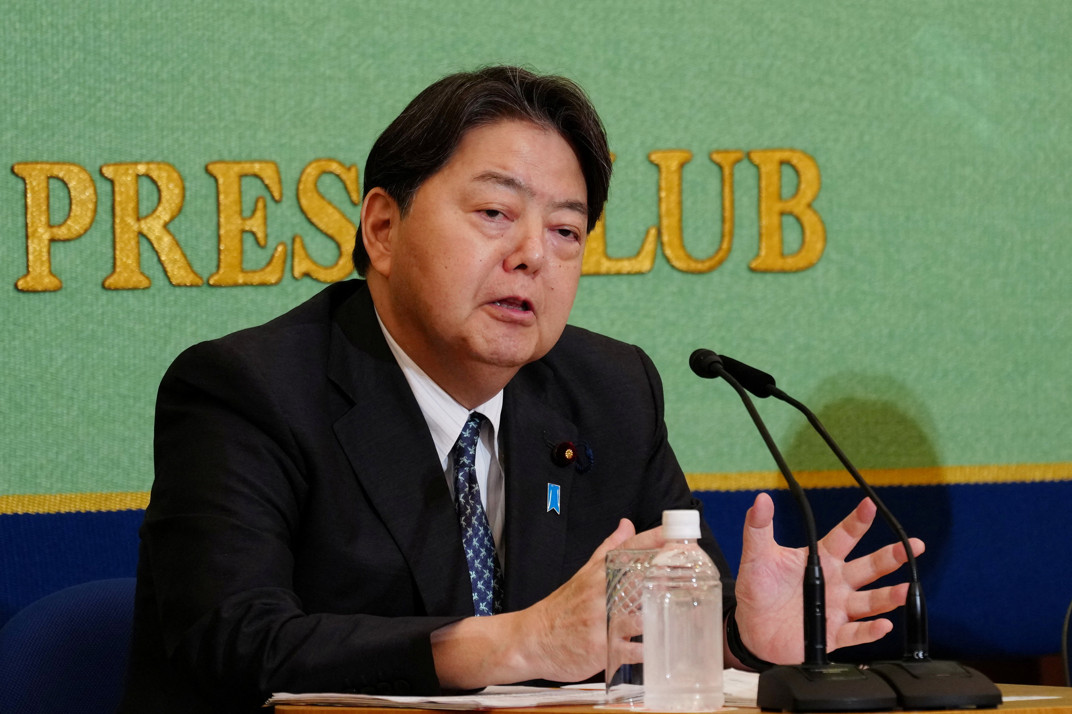 Chief Cabinet Secretary Yoshimasa Hayashi speaks during the Liberal Democratic Party (LDP) Presidential Election Candidate Debate at Japan National Press Club in Tokyo, Japan, on Sept. 24, 2025. Jia Haocheng/Pool via REUTERS