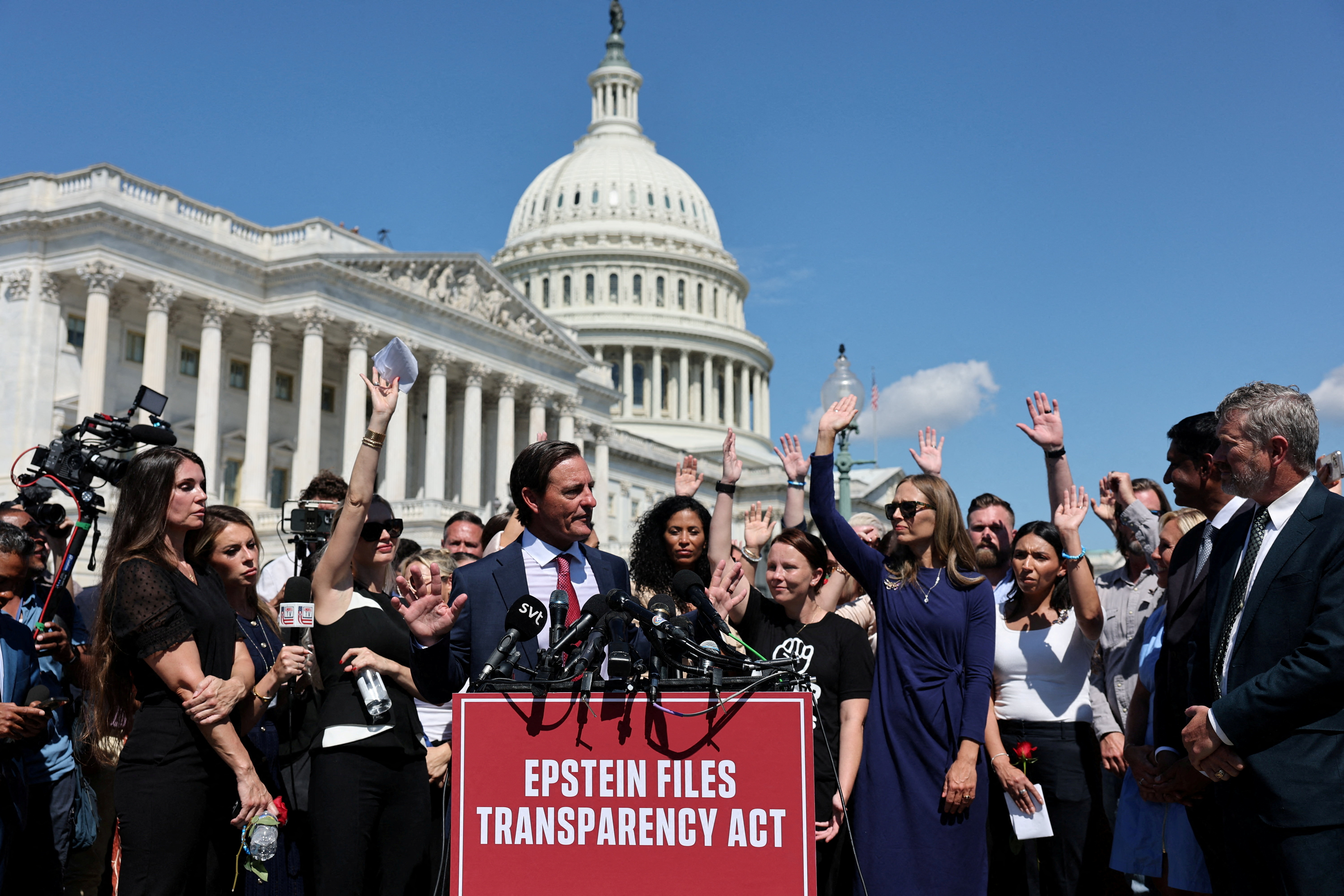 FILE PHOTO: Attorney Bradley Edwards speaks during a press conference to discuss the Epstein Files Transparency bill, directing the release of the remaining files related to the investigations into Jeffrey Epstein and Ghislaine Maxwell, on Capitol Hill in Washington, D.C., U.S., September 3, 2025. REUTERS/Jonathan Ernst/File Photo