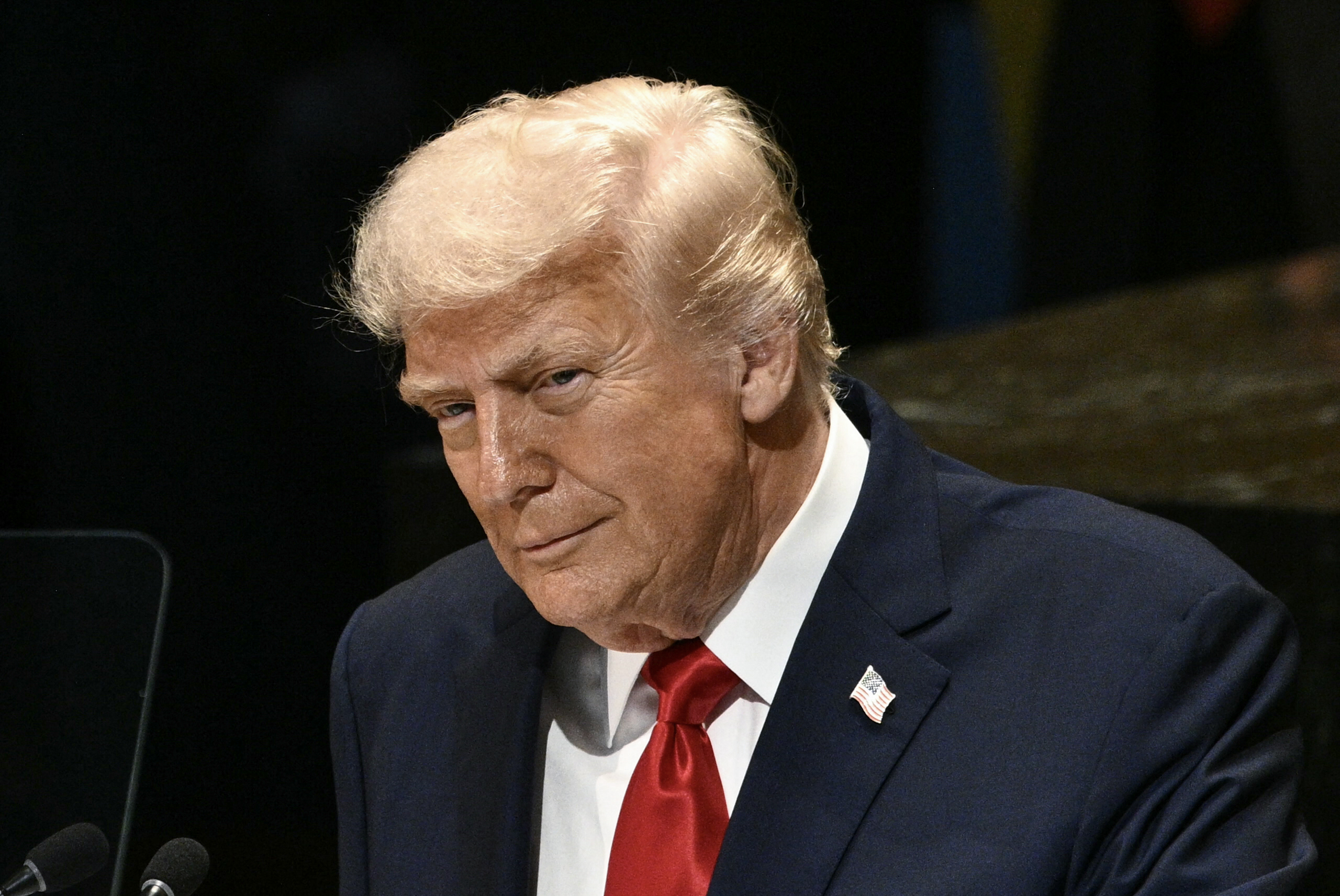 US President Donald Trump delivers remarks to the United Nations General Assembly at the UN headquarters