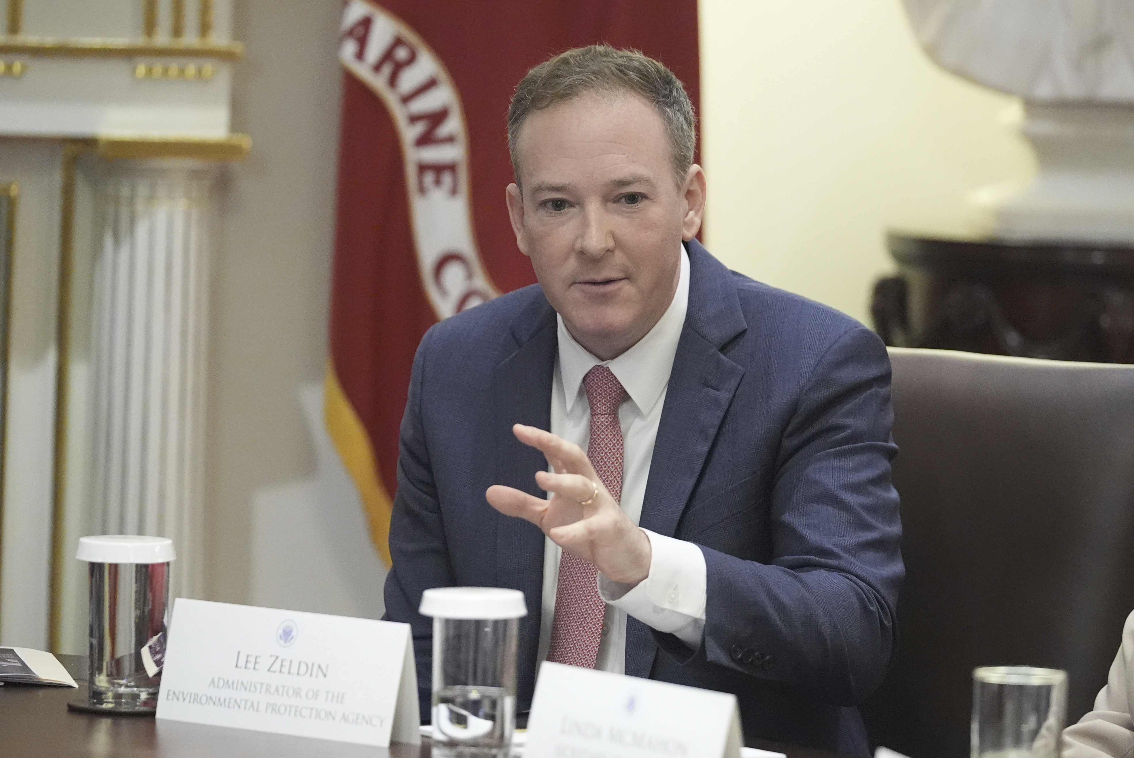 Lee Zeldin speaks at an August cabinet meeting