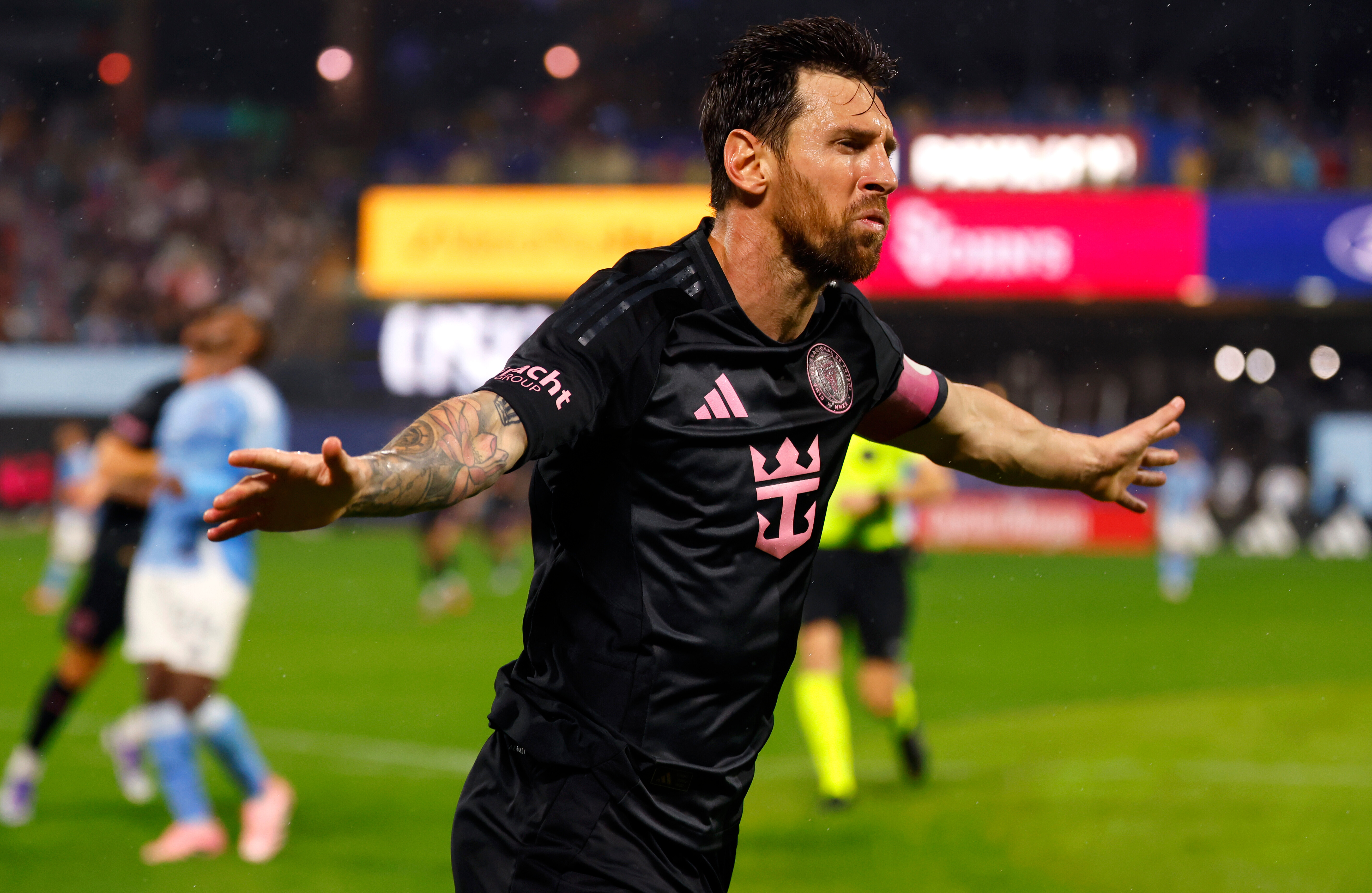 Inter Miami's Lionel Messi celebrates after scoring a goal against New York City FC