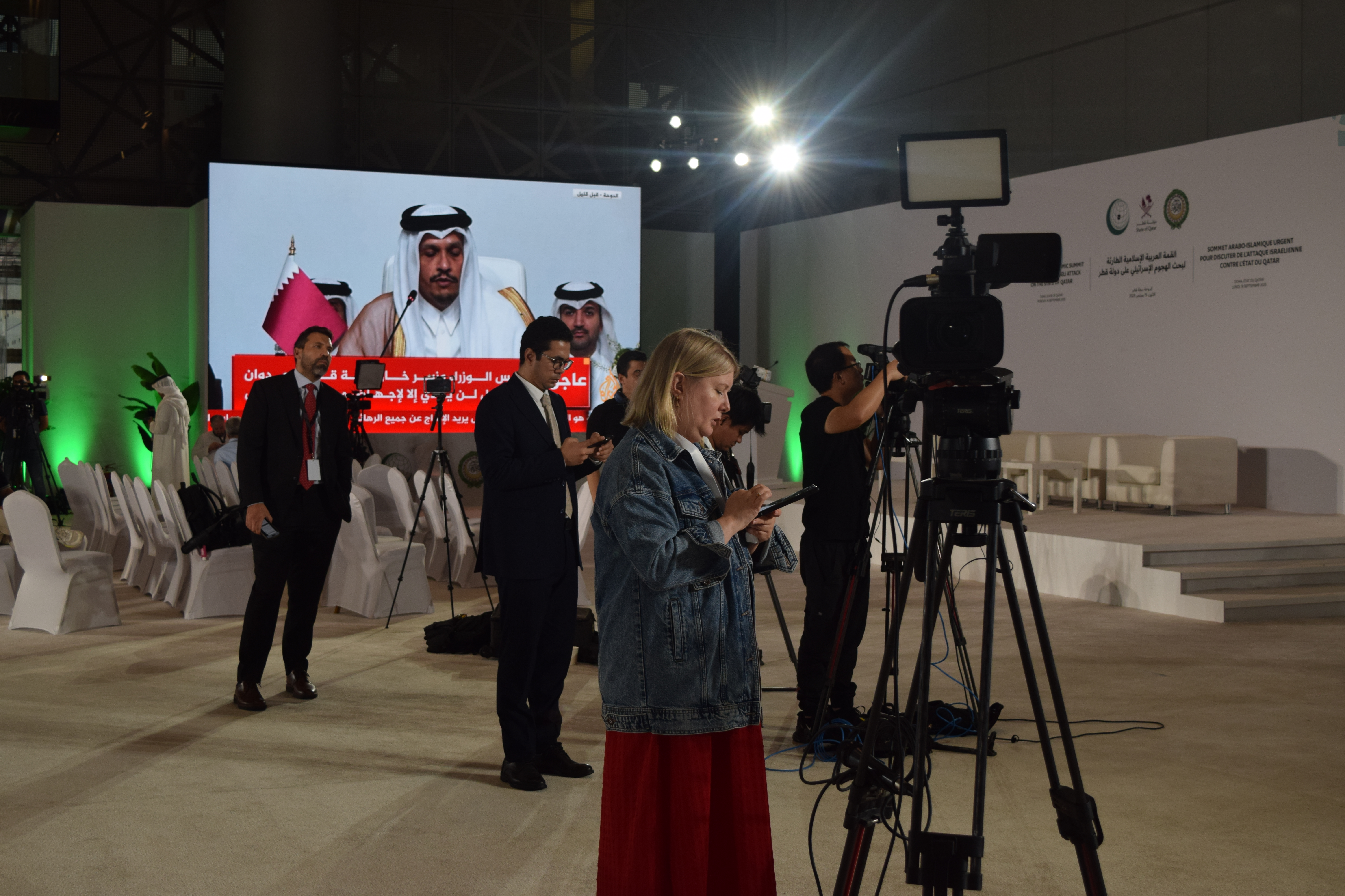 The media center at the summit [Urooba Jamal/Al Jazeera]