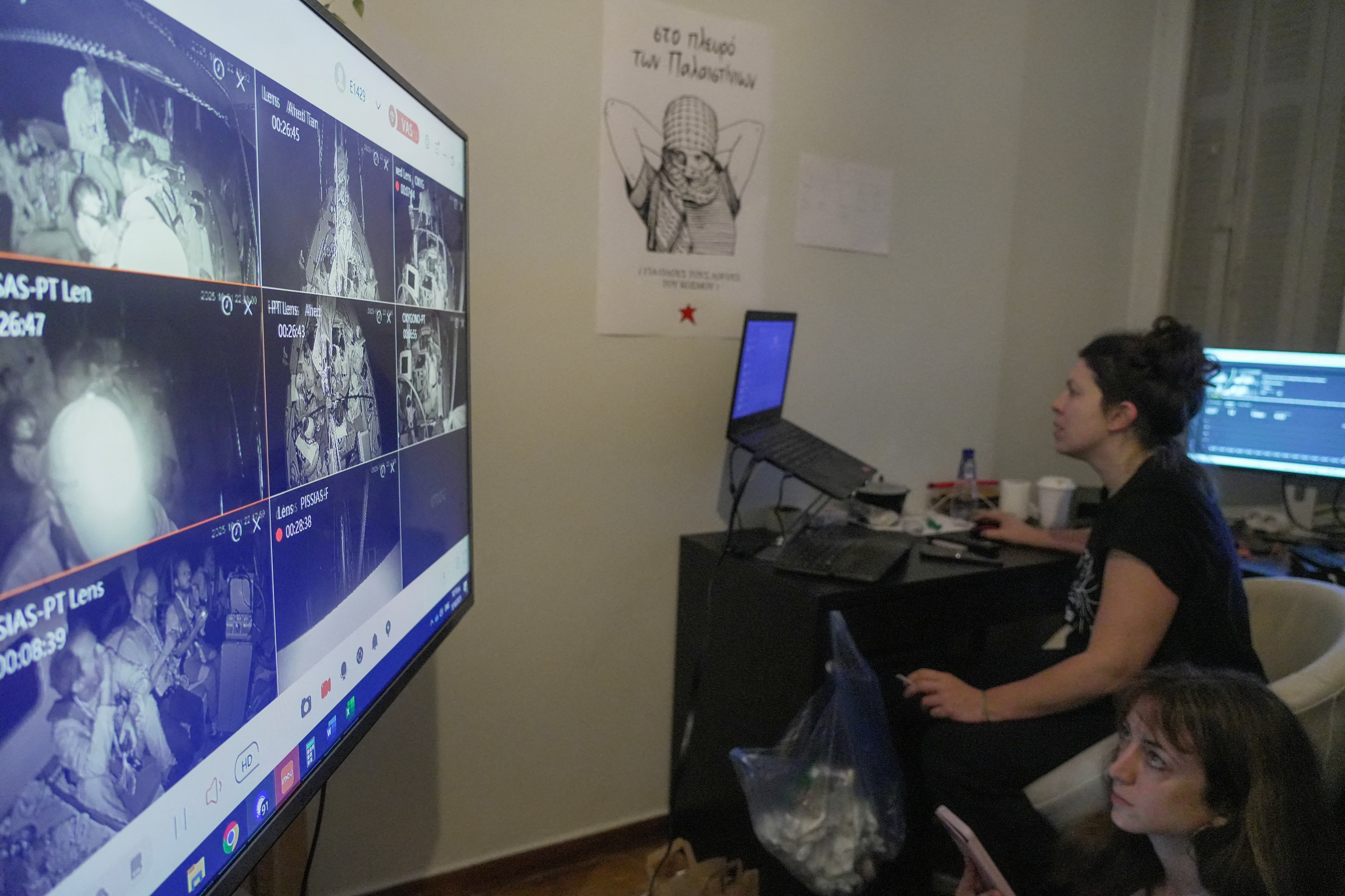 Greek pro-Palestinians activists of the March to Gaza Greece Initiative